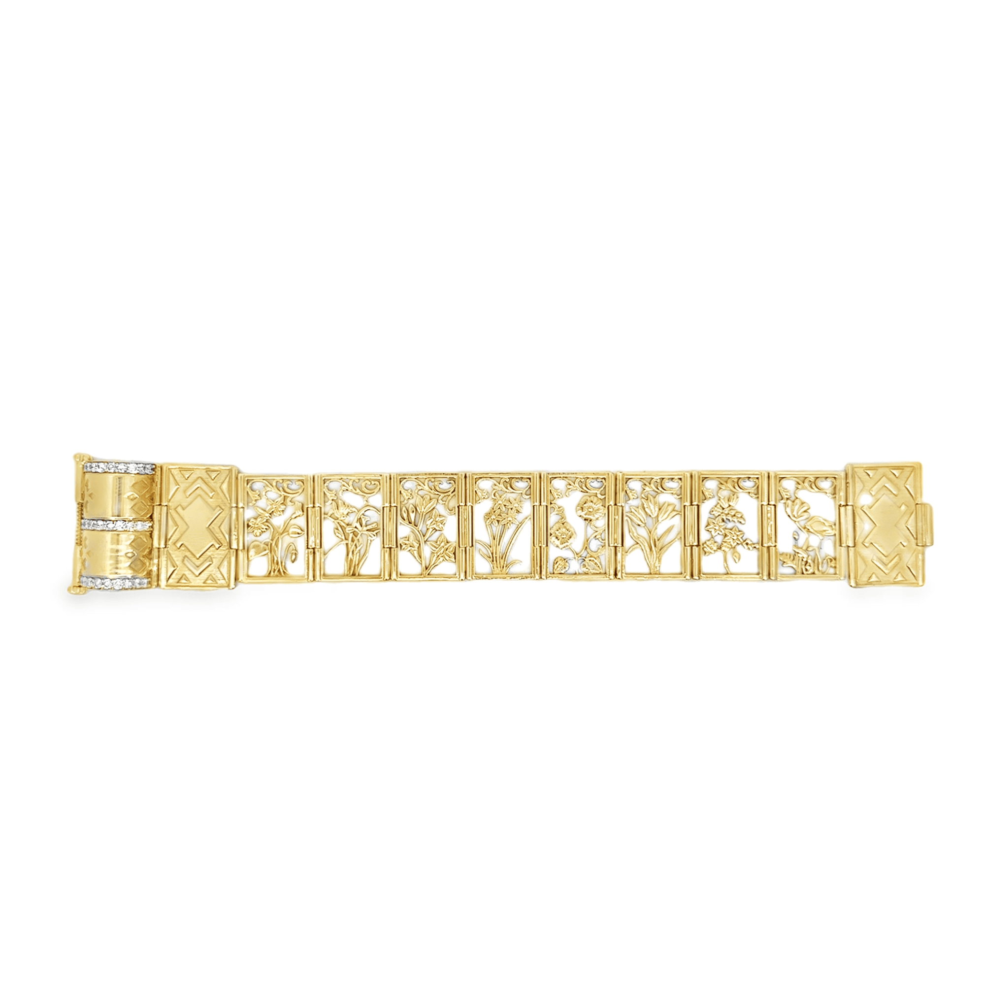 Birth Month Flower Book Diamond Convertible Pendant Bracelet