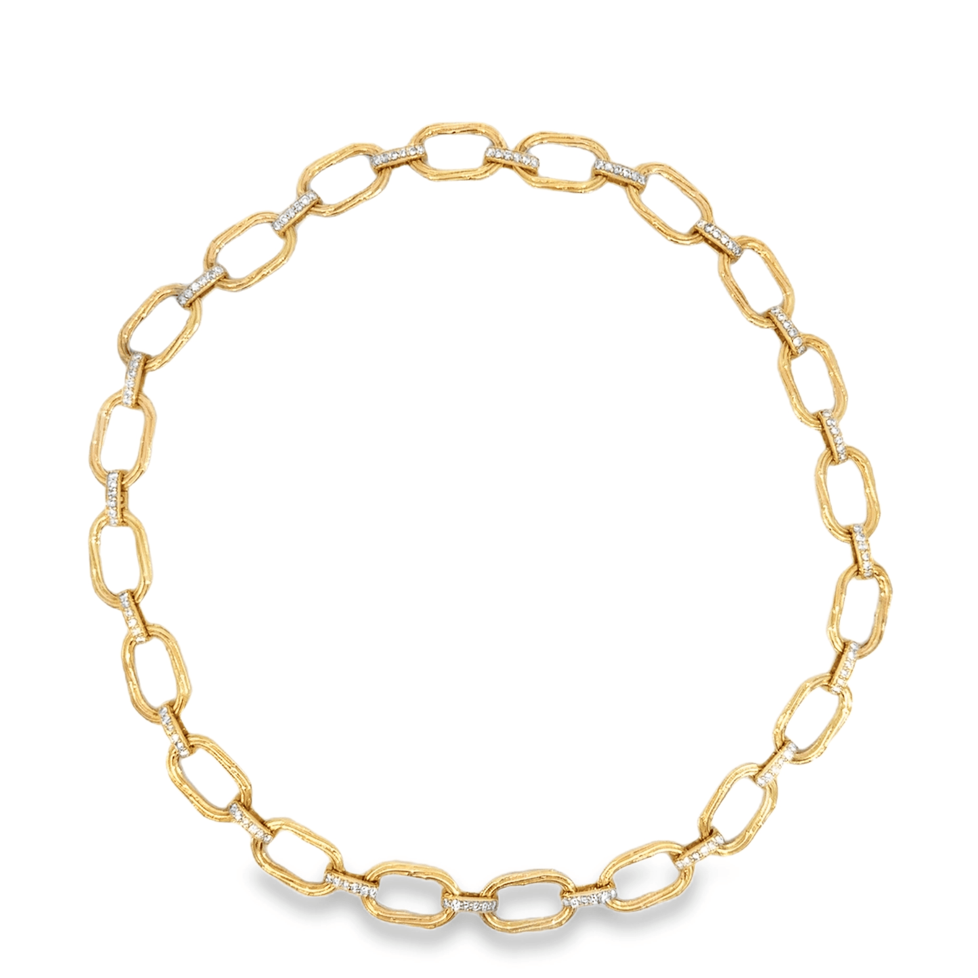 Fois Bois Diamond Link 14k Yellow Gold Necklace