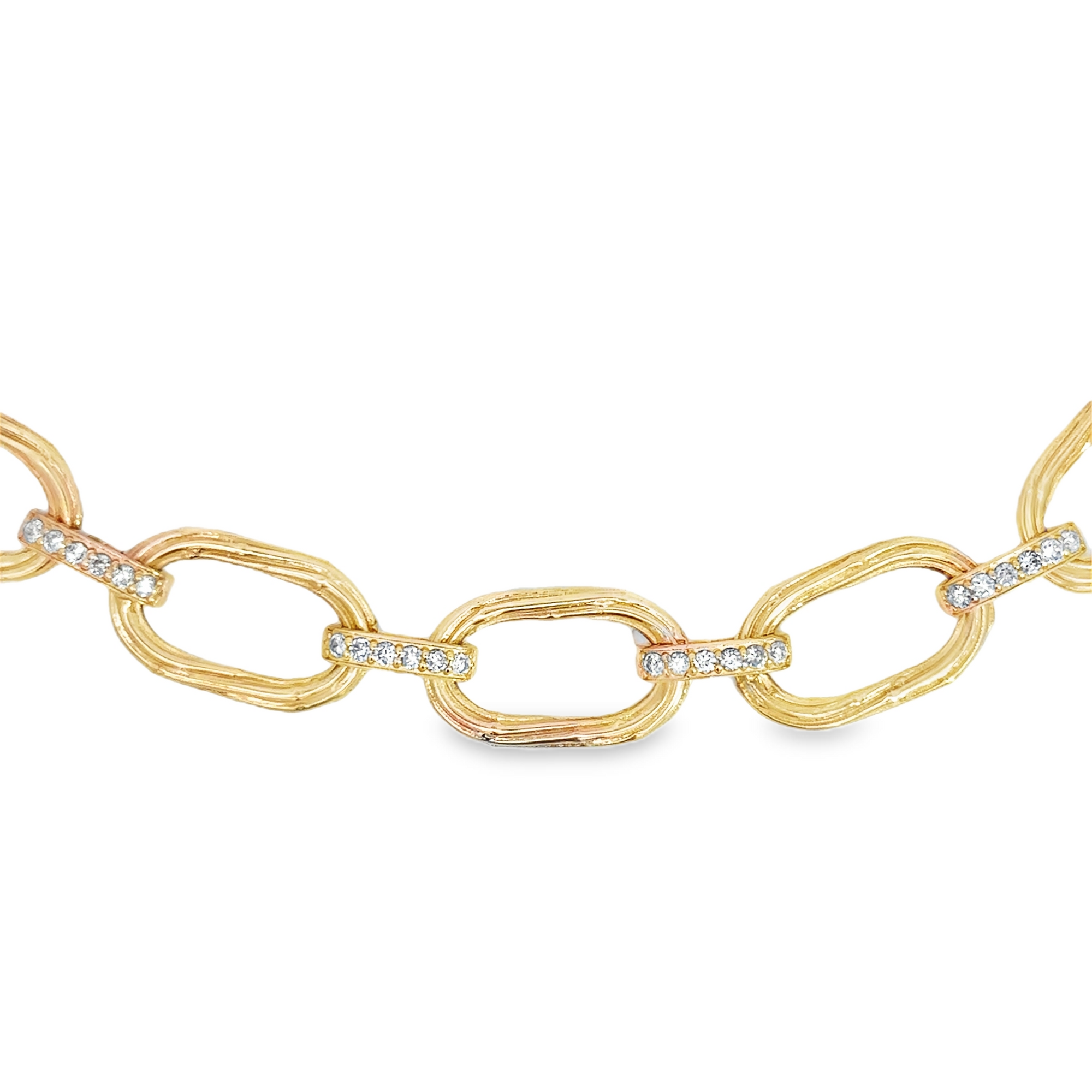 Fois Bois Diamond Link 14k Yellow Gold Necklace