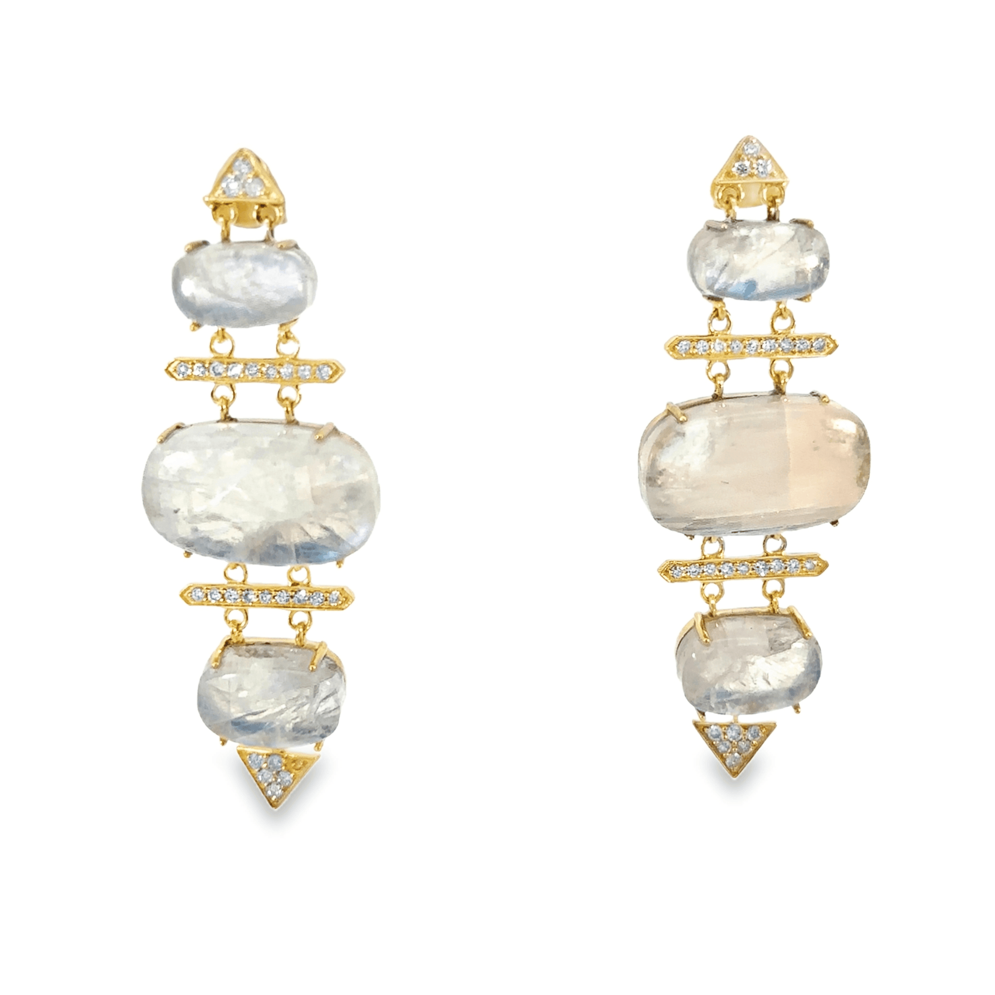 Moonstone and Diamond Earrings