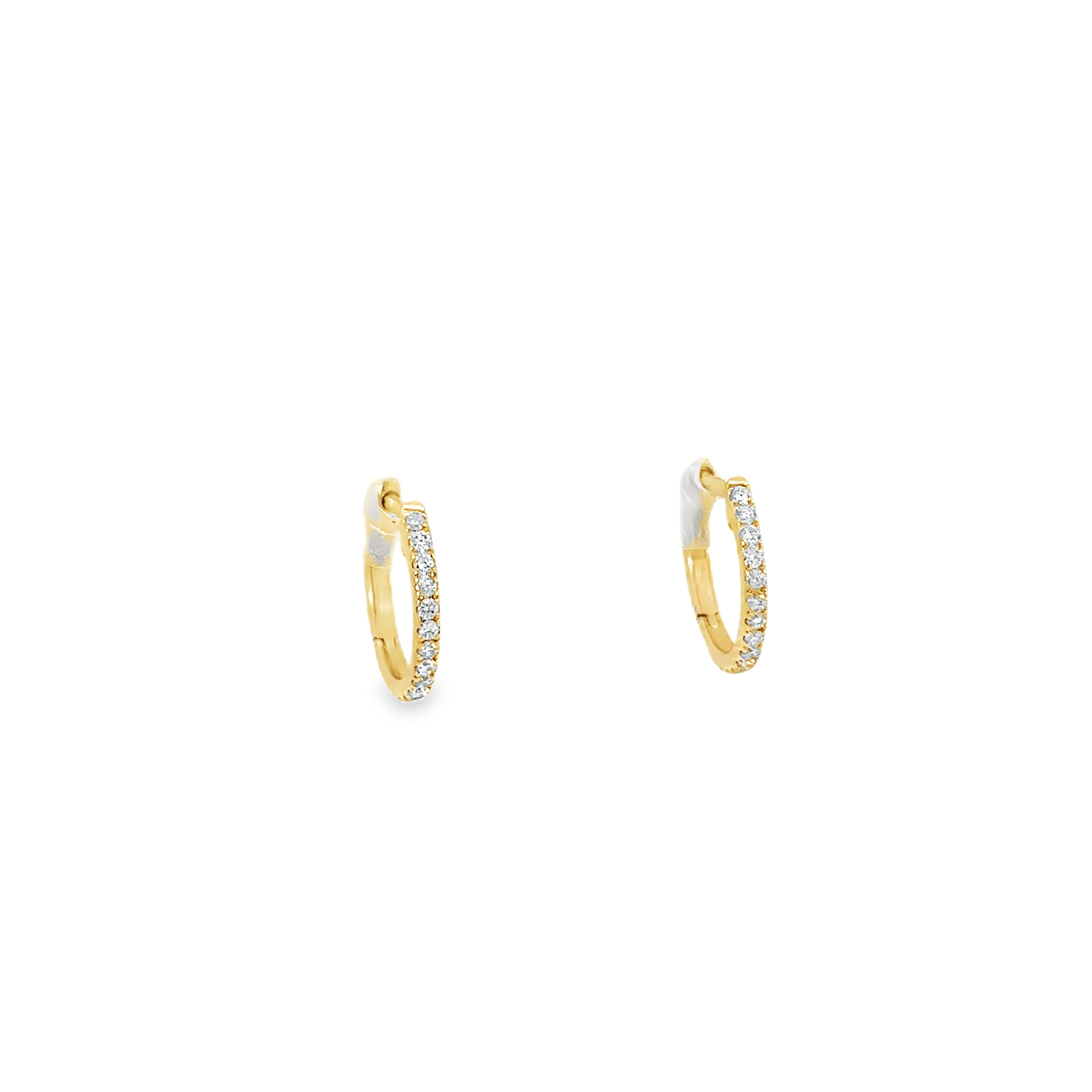 Small Pave Diamond Huggie Hoop Earrings