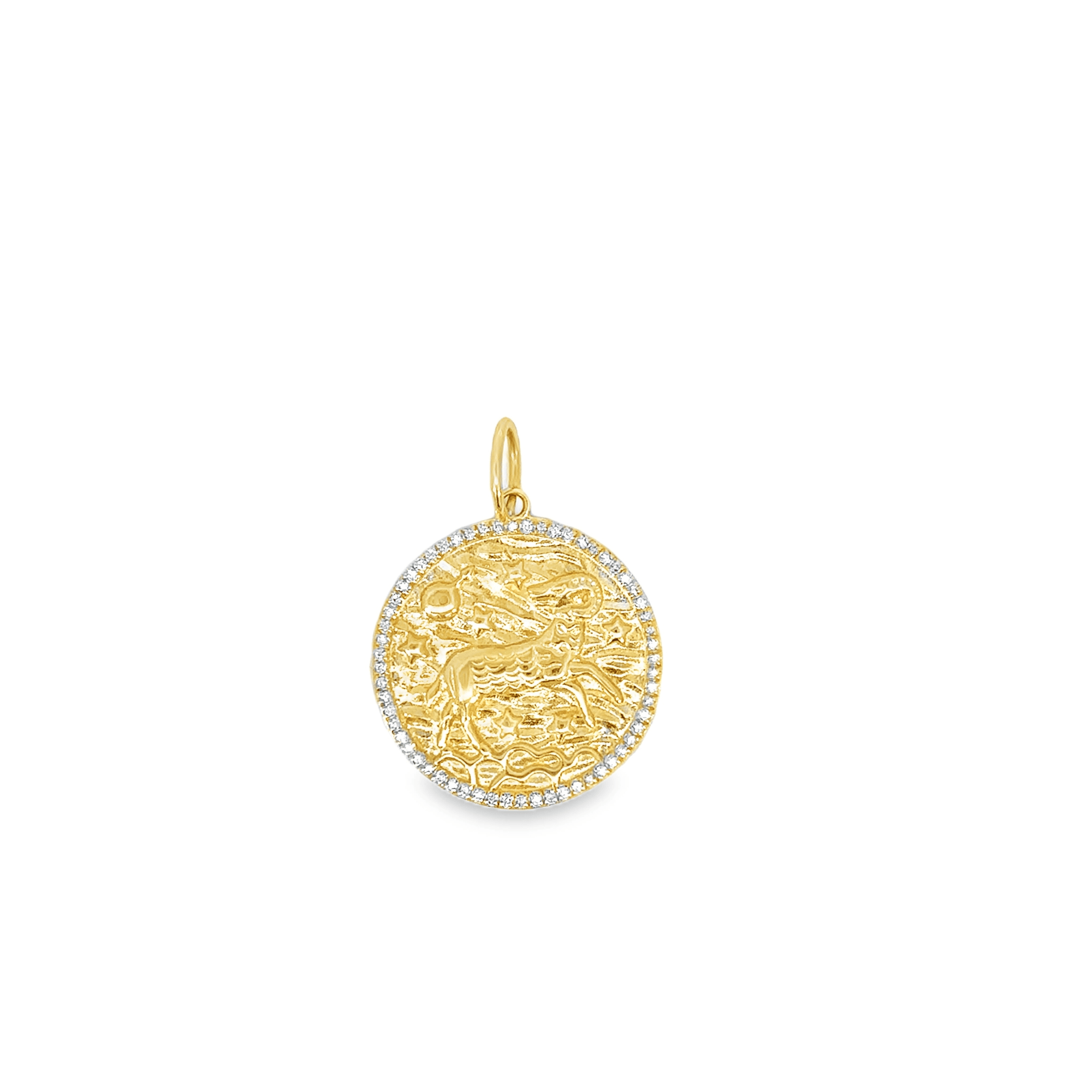 Aries Zodiac Diamond Halo Pendant