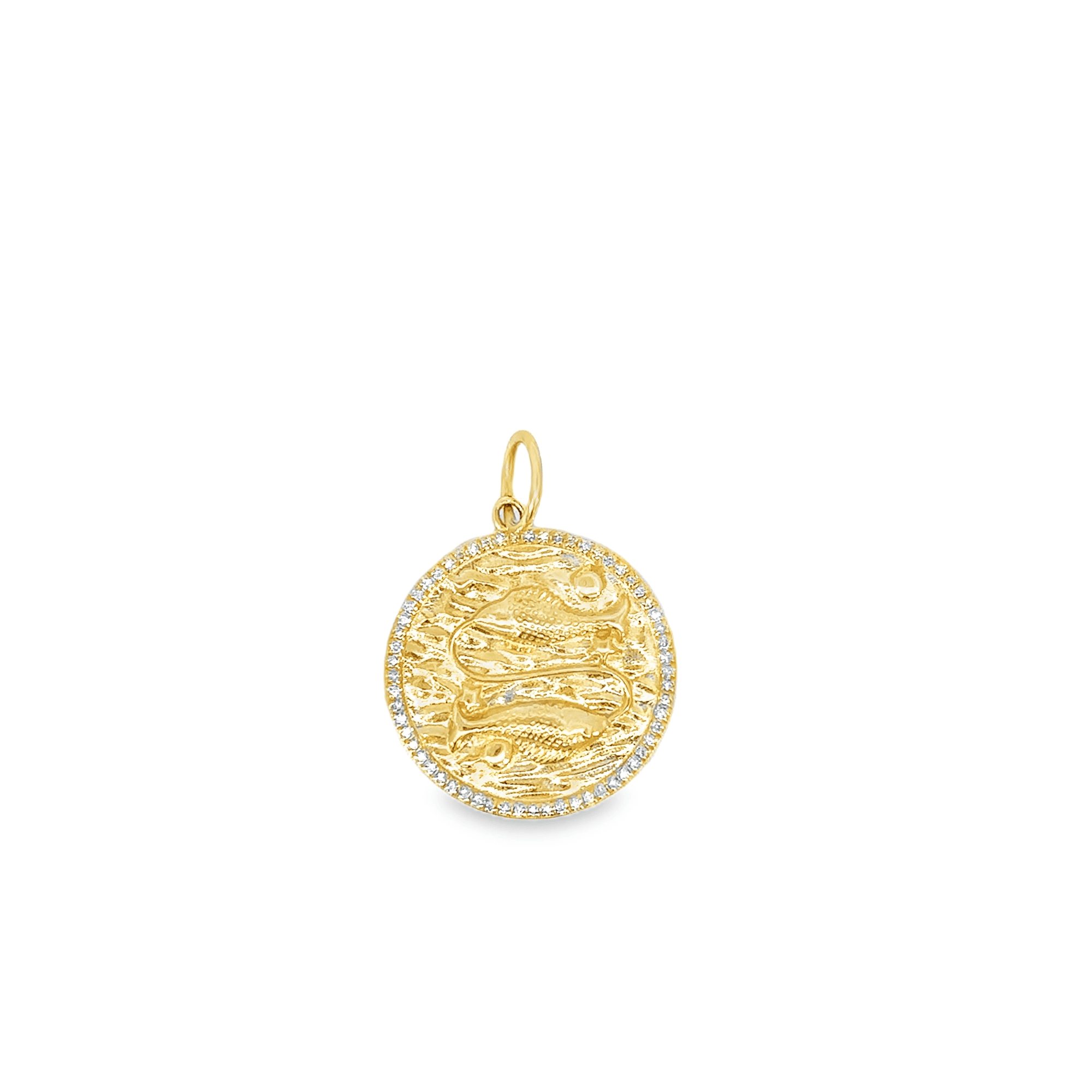 Pisces Zodiac Diamond Halo Pendant