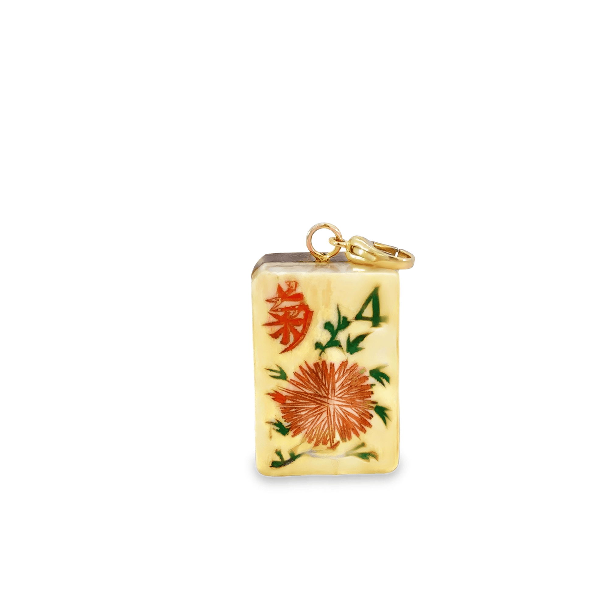 Customizable Antique Wooden Mahjong Tile Pendant Charm