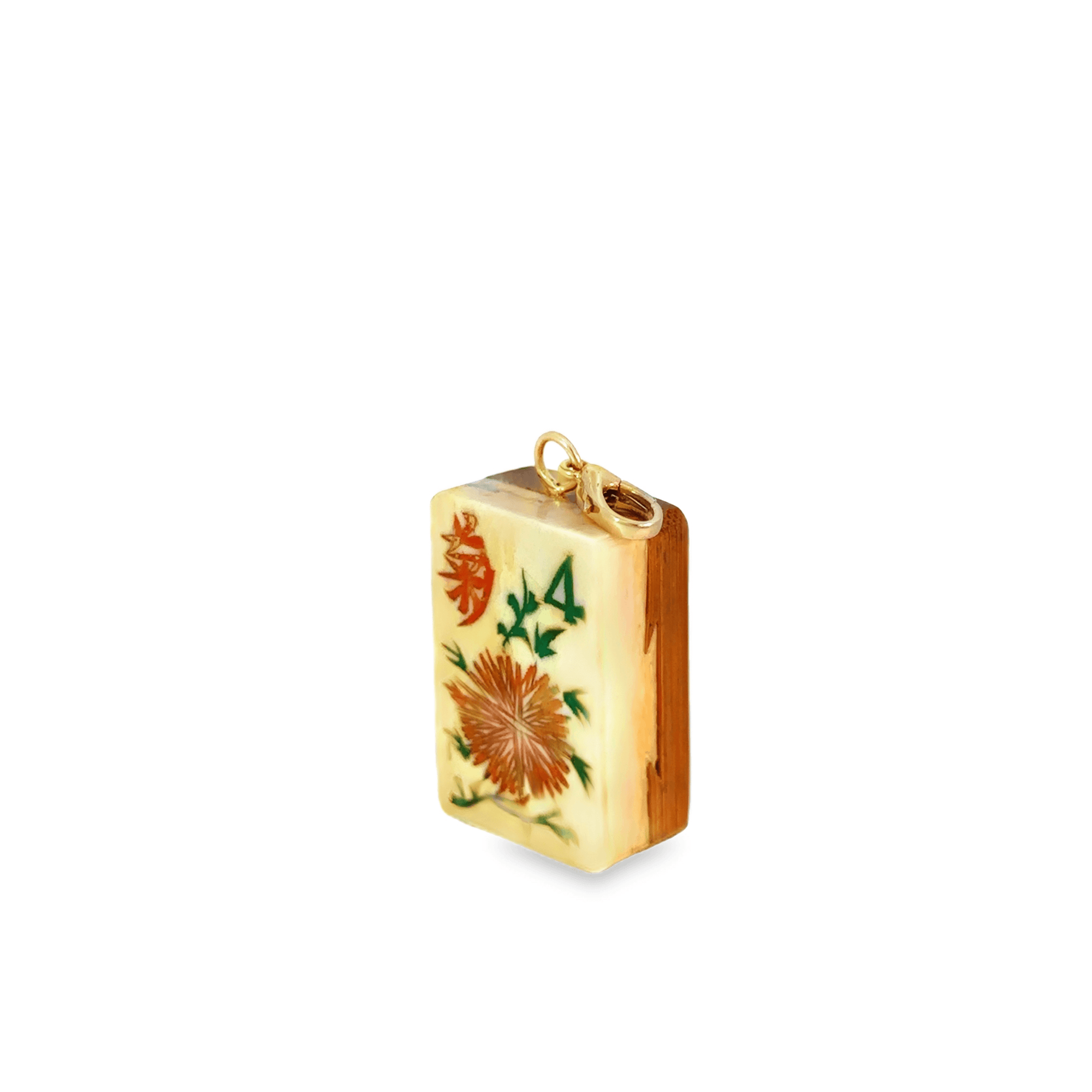 Customizable Antique Wooden Mahjong Tile Pendant Charm