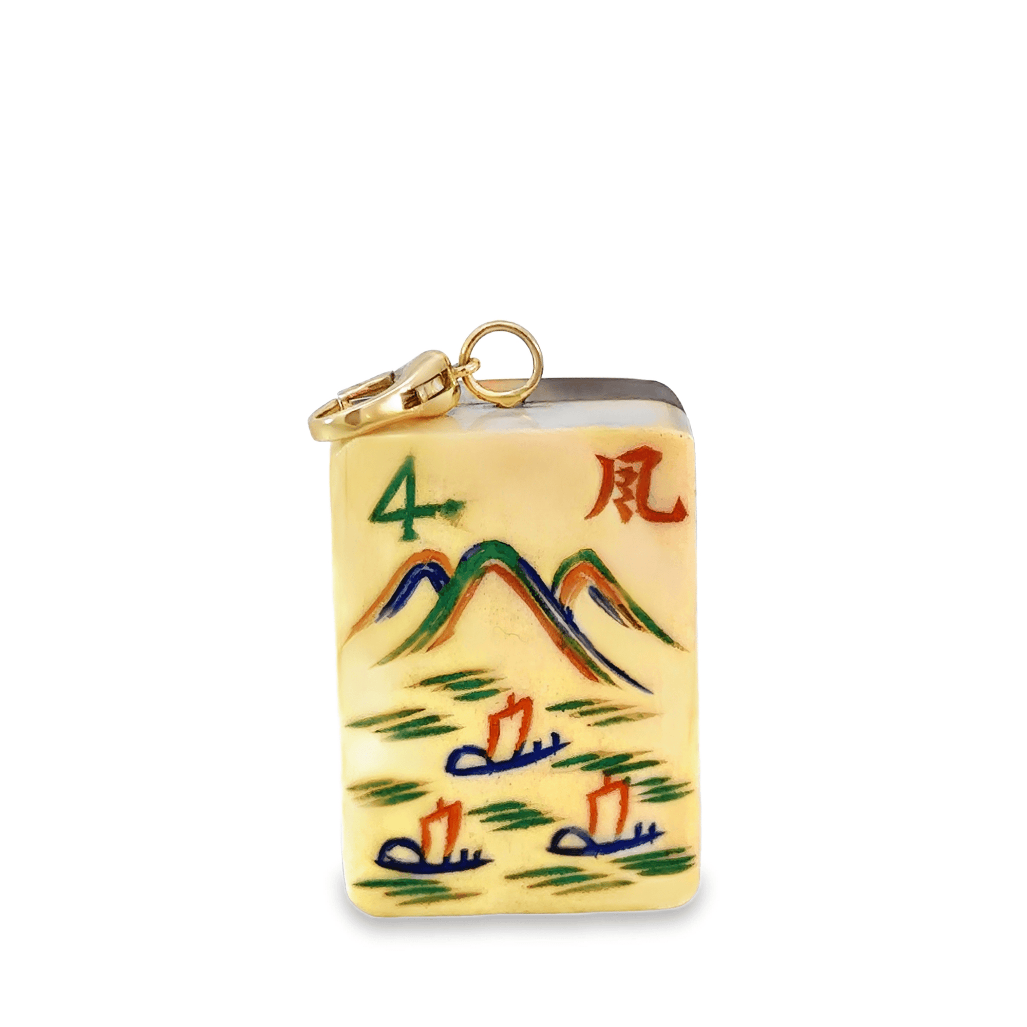 Customizable Antique Wooden Mahjong Tile Pendant Charm