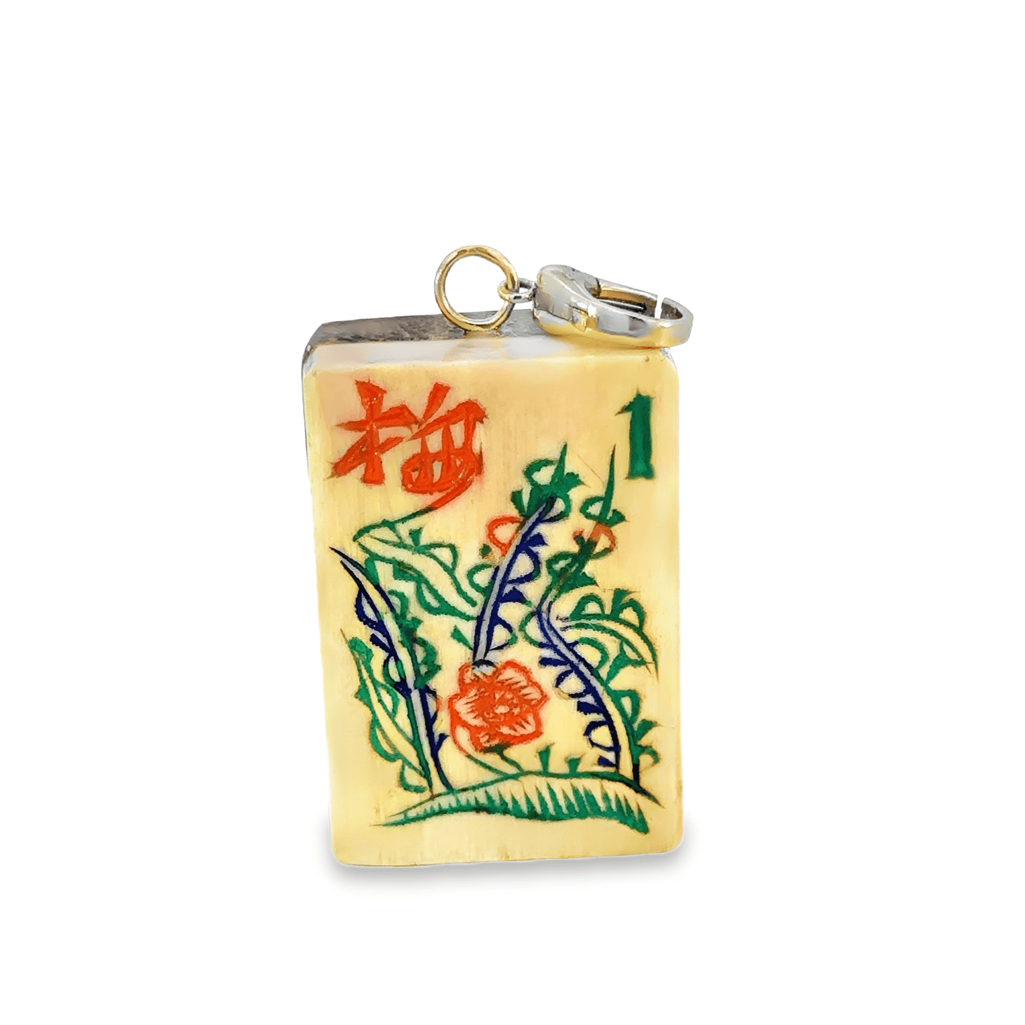 Customizable Antique Wooden Mahjong Tile Pendant Charm