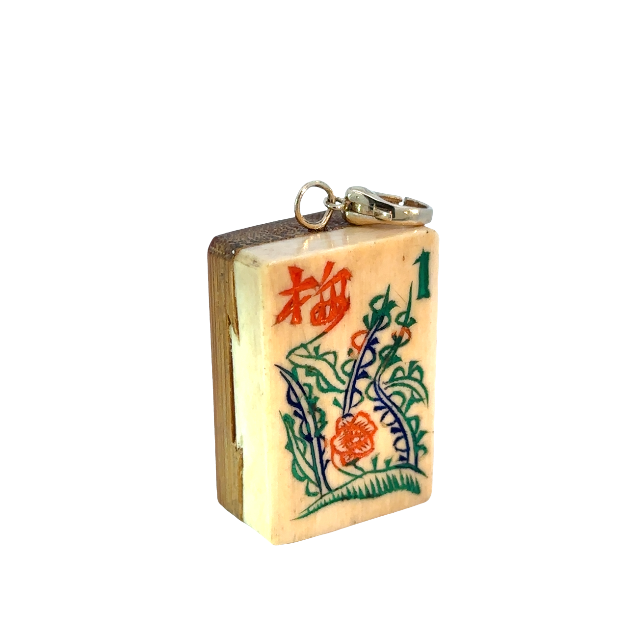 Customizable Antique Wooden Mahjong Tile Pendant Charm