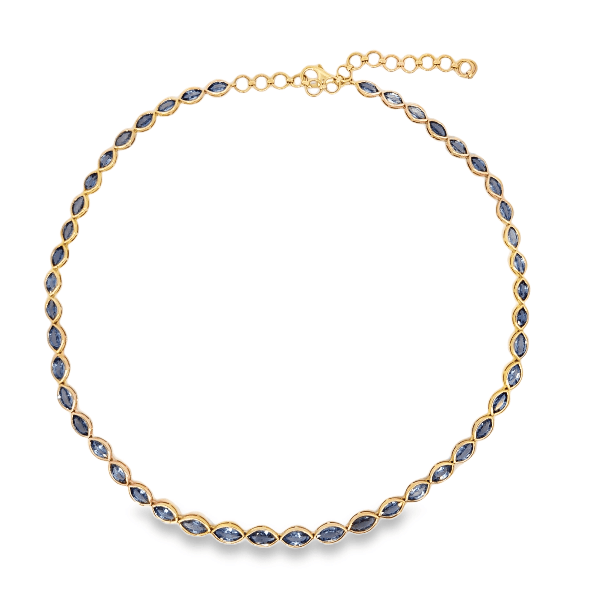 Blue Sapphire Marquise Tennis Necklace
