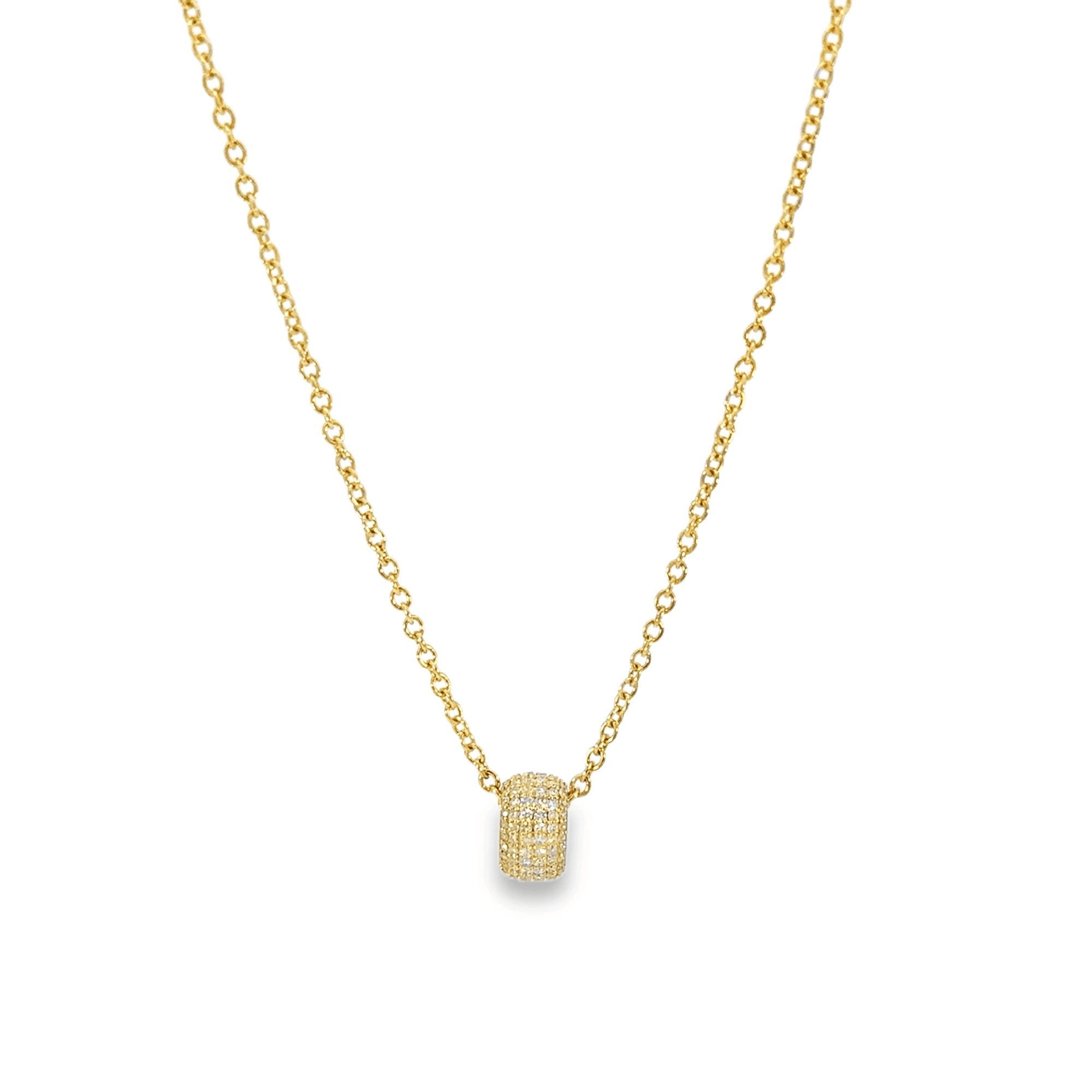14k Yellow Gold and Pavé Diamond Pendant Slide Charm