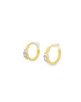 Three Diamond Huggie Hoop Earrings