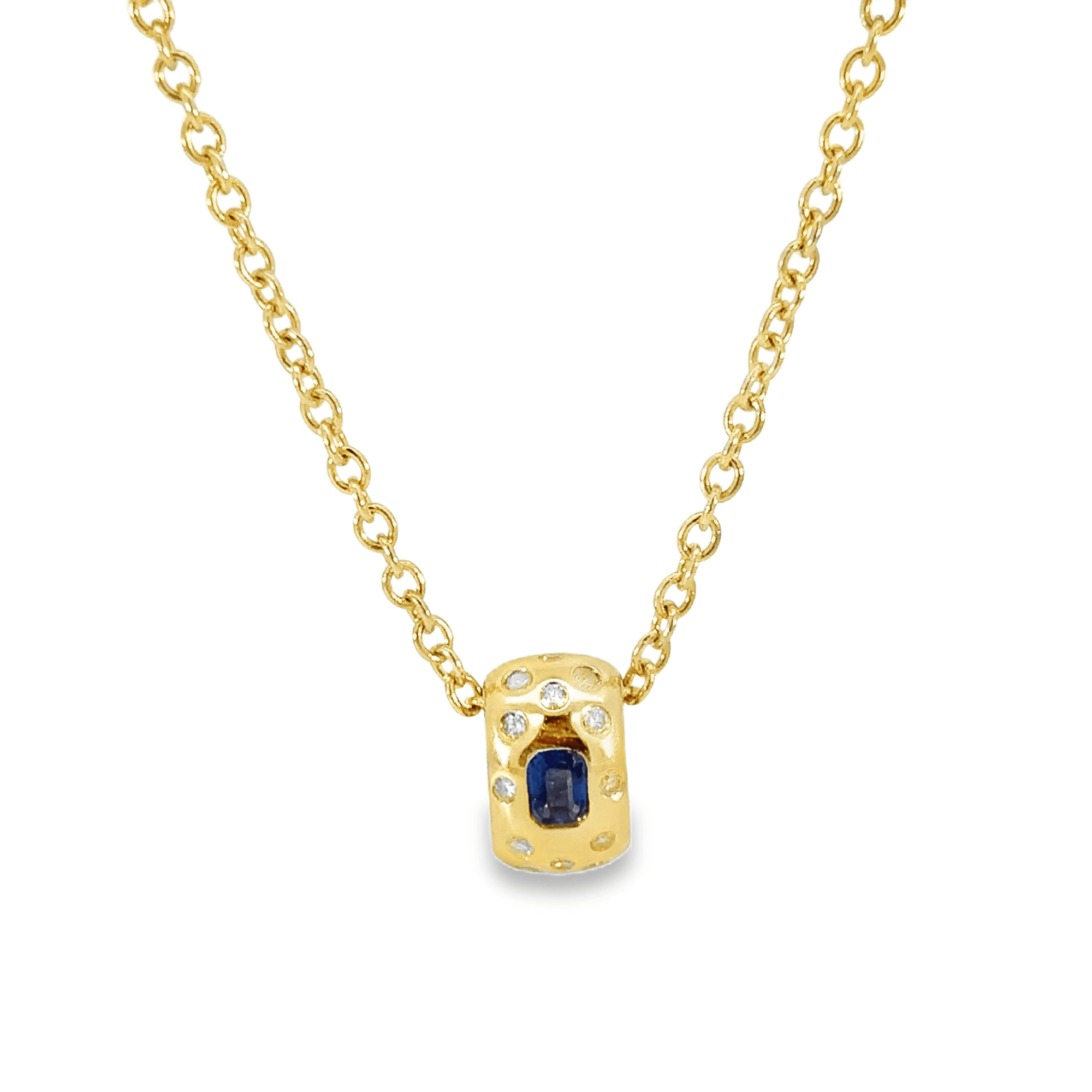 Blue Sapphire and Diamond Pendant Slide Charm