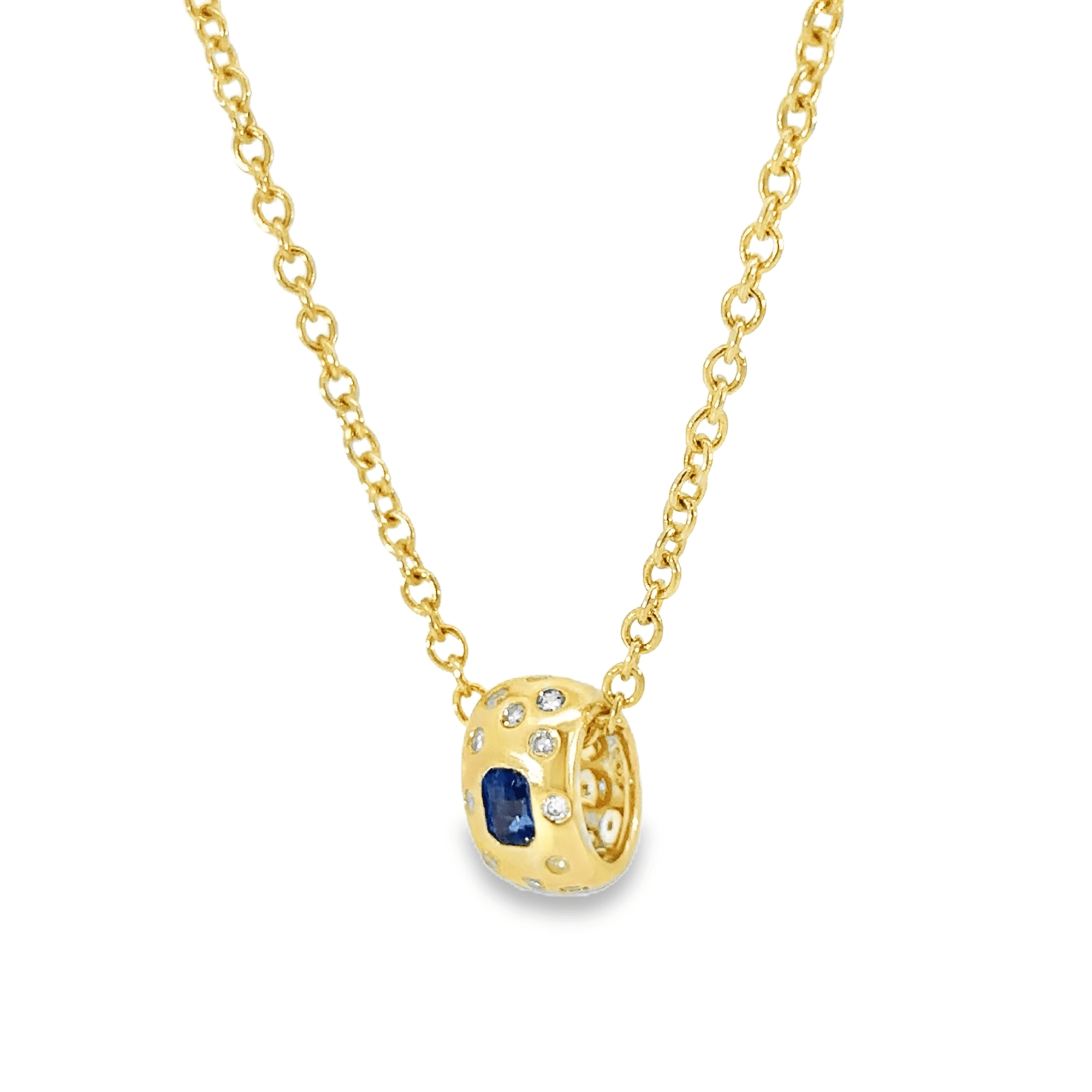Blue Sapphire and Diamond Pendant Slide Charm