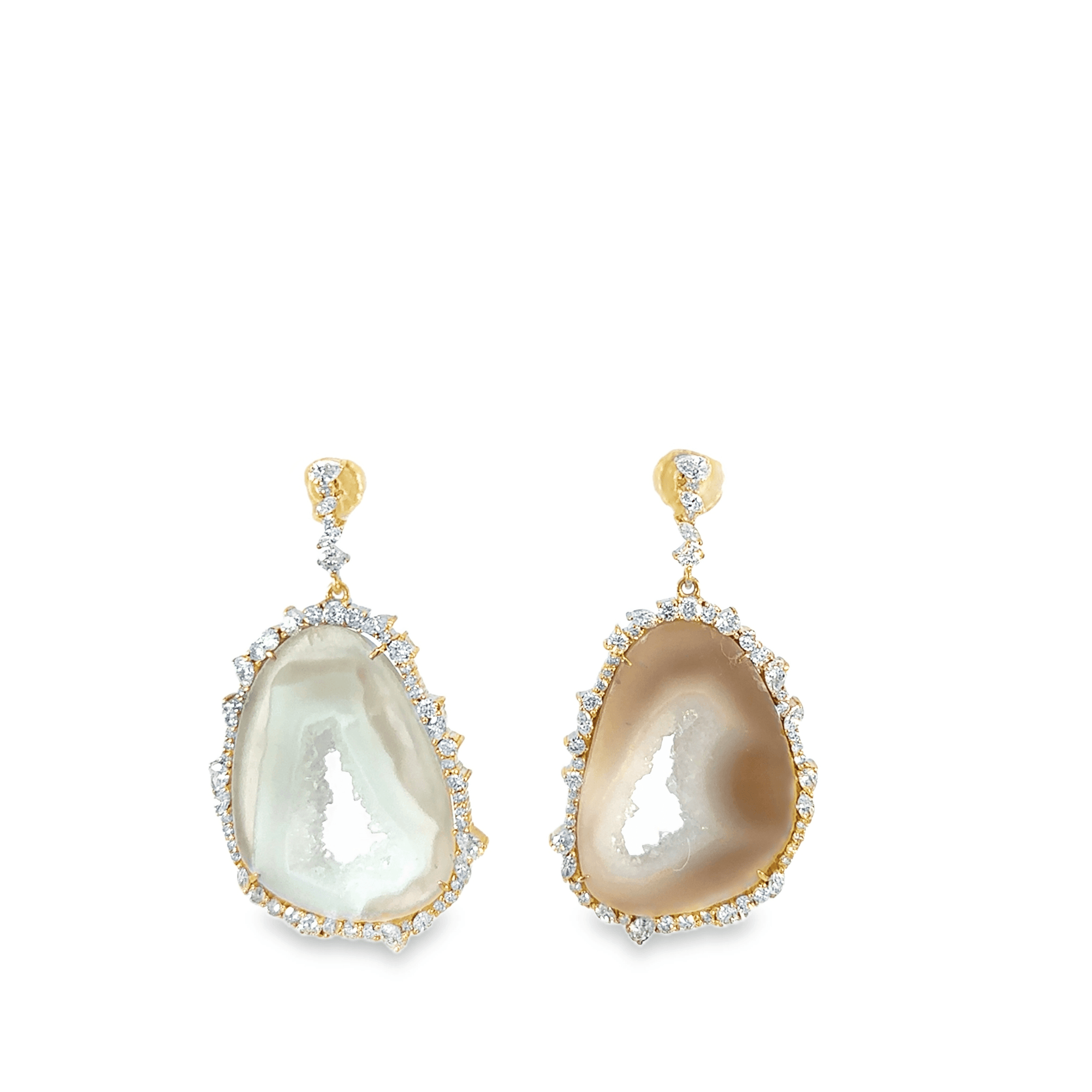 Bianca Agate and Diamond Earrings