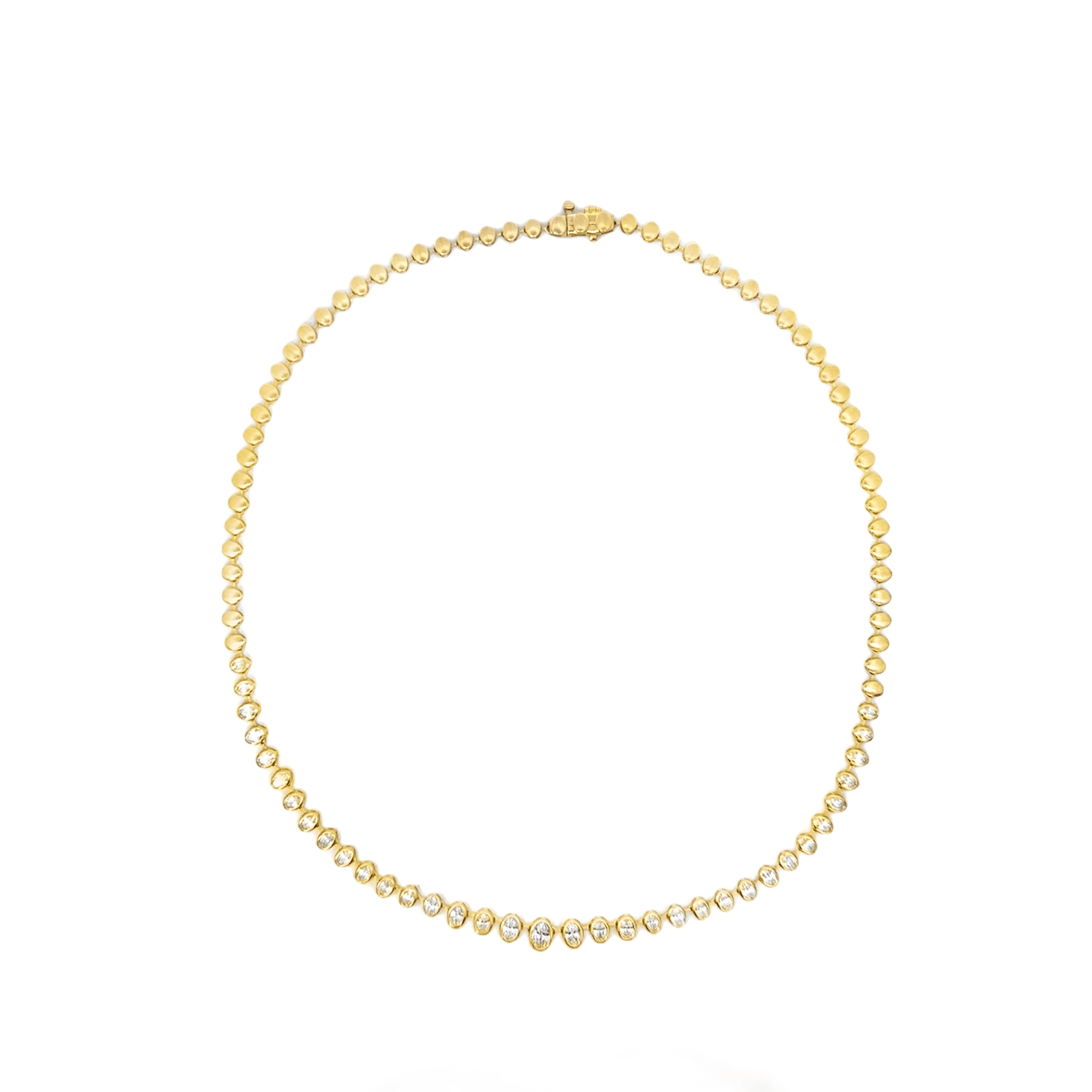 Oval Diamond Graduated Tennis Necklace
