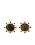 Roman Coin Sapphire and Diamond Earring Charms