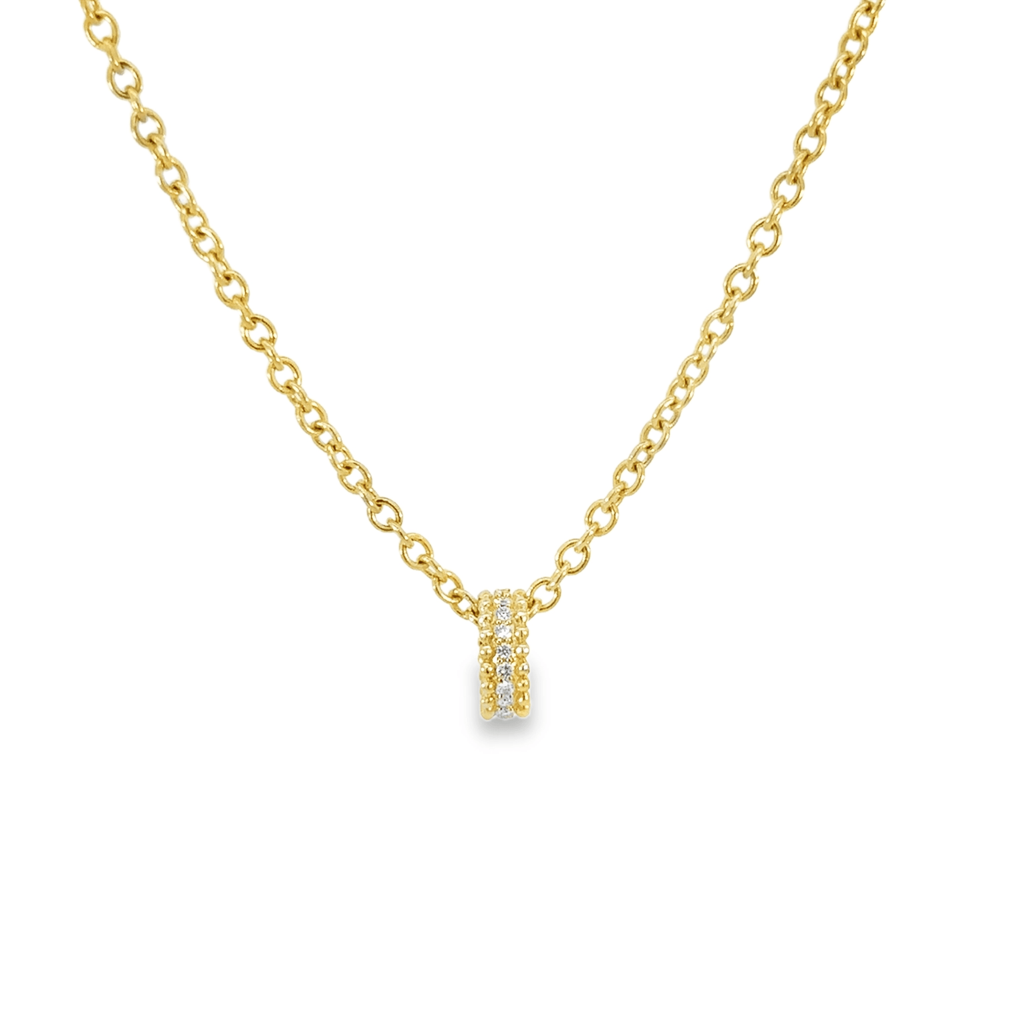 Diamond and 14k Yellow Gold Ball Slide Charm Pendant