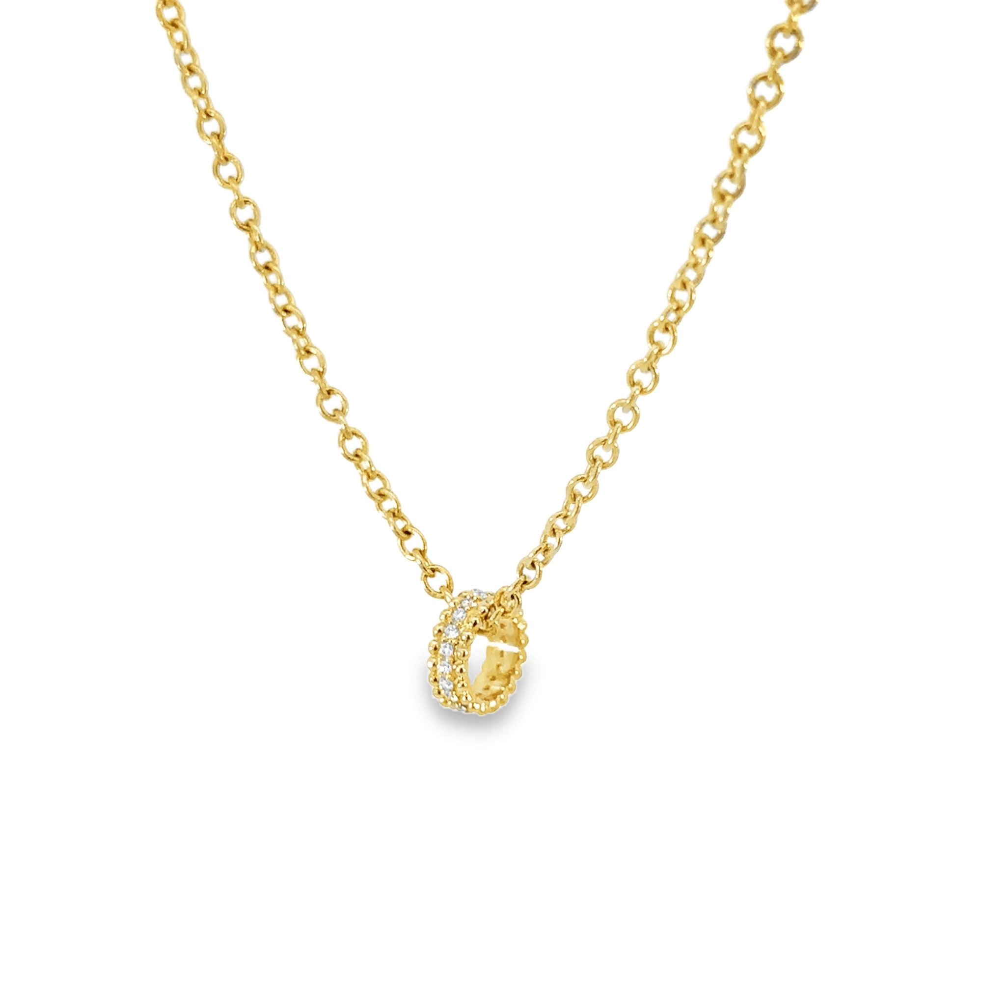 Diamond and 14k Yellow Gold Ball Slide Charm Pendant