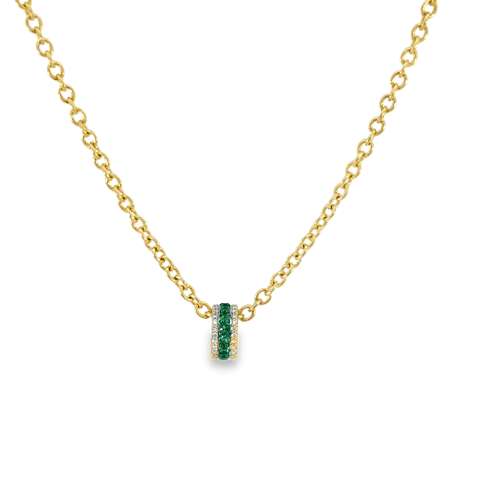 Emerald and Diamond Slide Charm Pendant