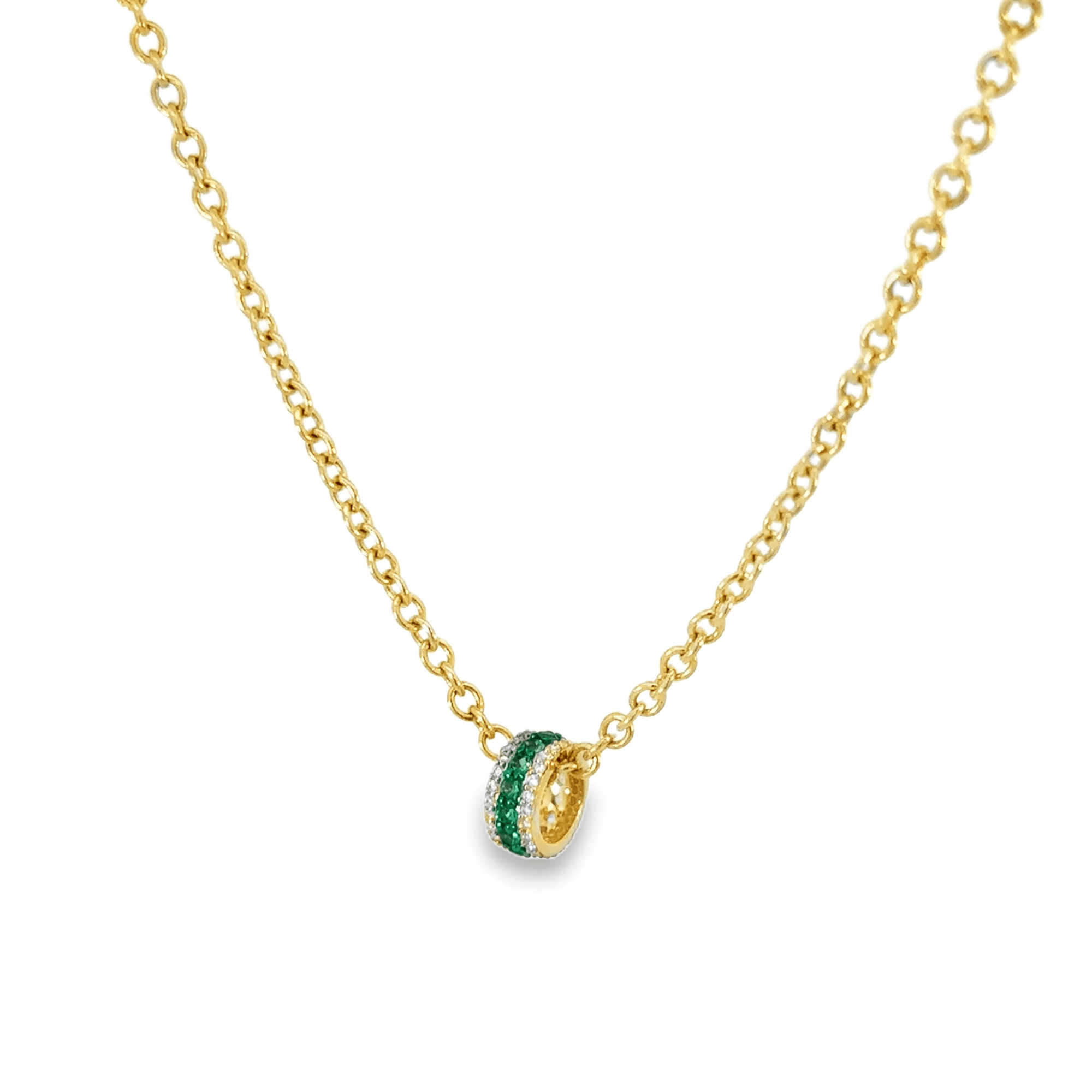 Emerald and Diamond Slide Charm Pendant