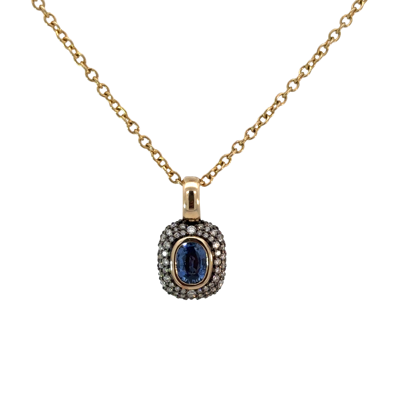 Blue Sapphire and Diamond Manhattan Pendant