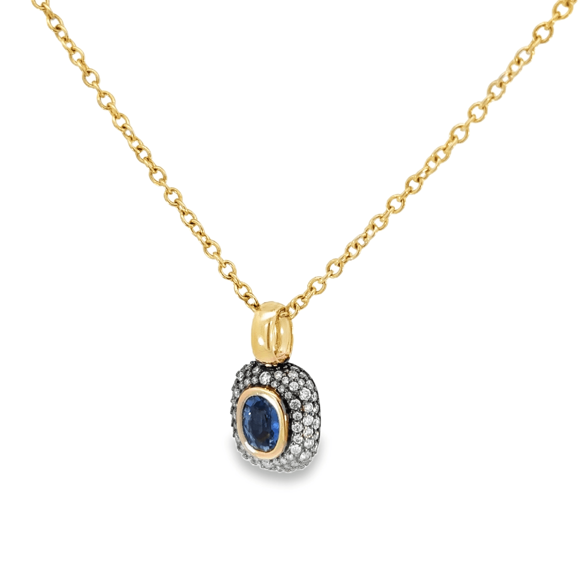 Blue Sapphire and Diamond Manhattan Pendant