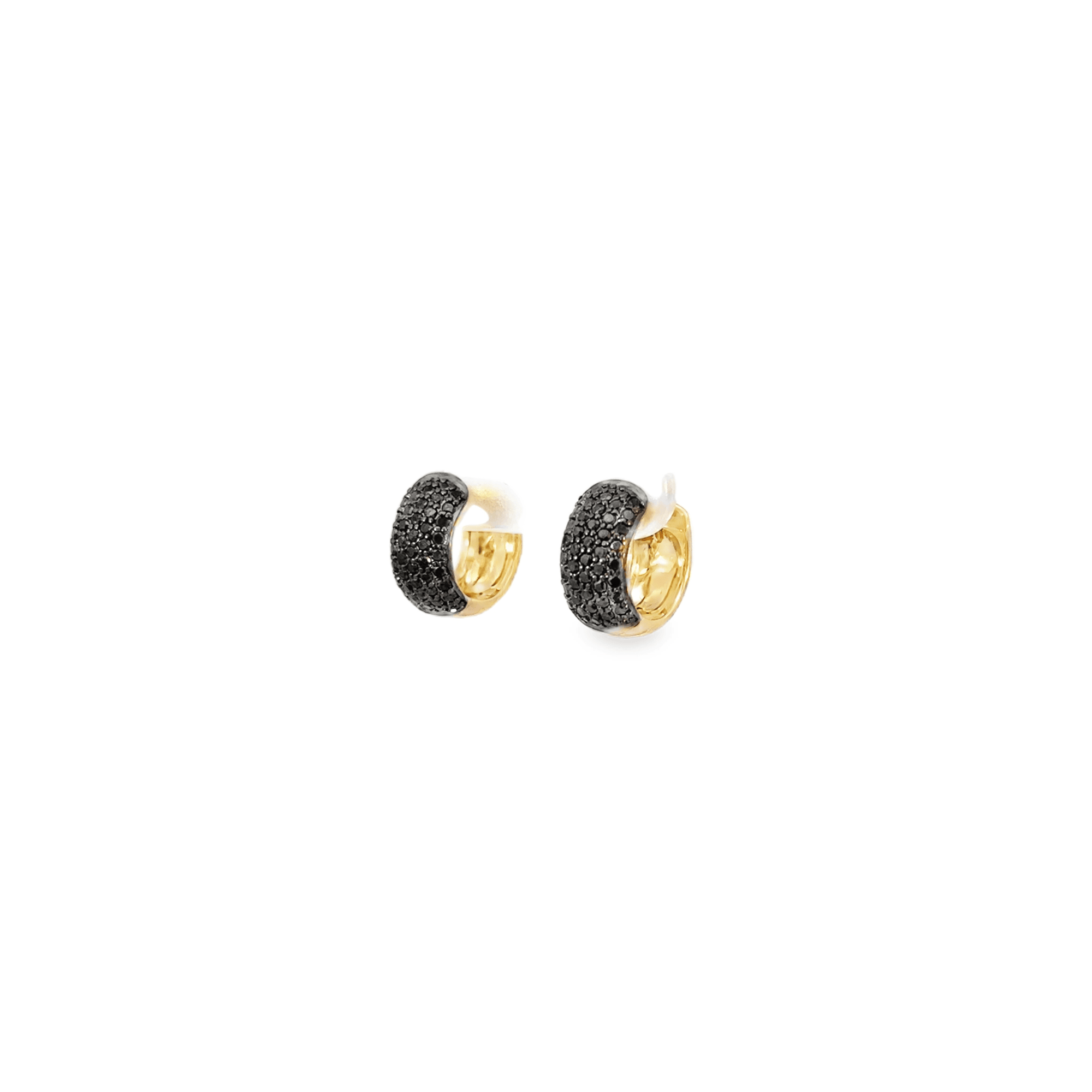 Black Diamond Chubby Huggie Earrings