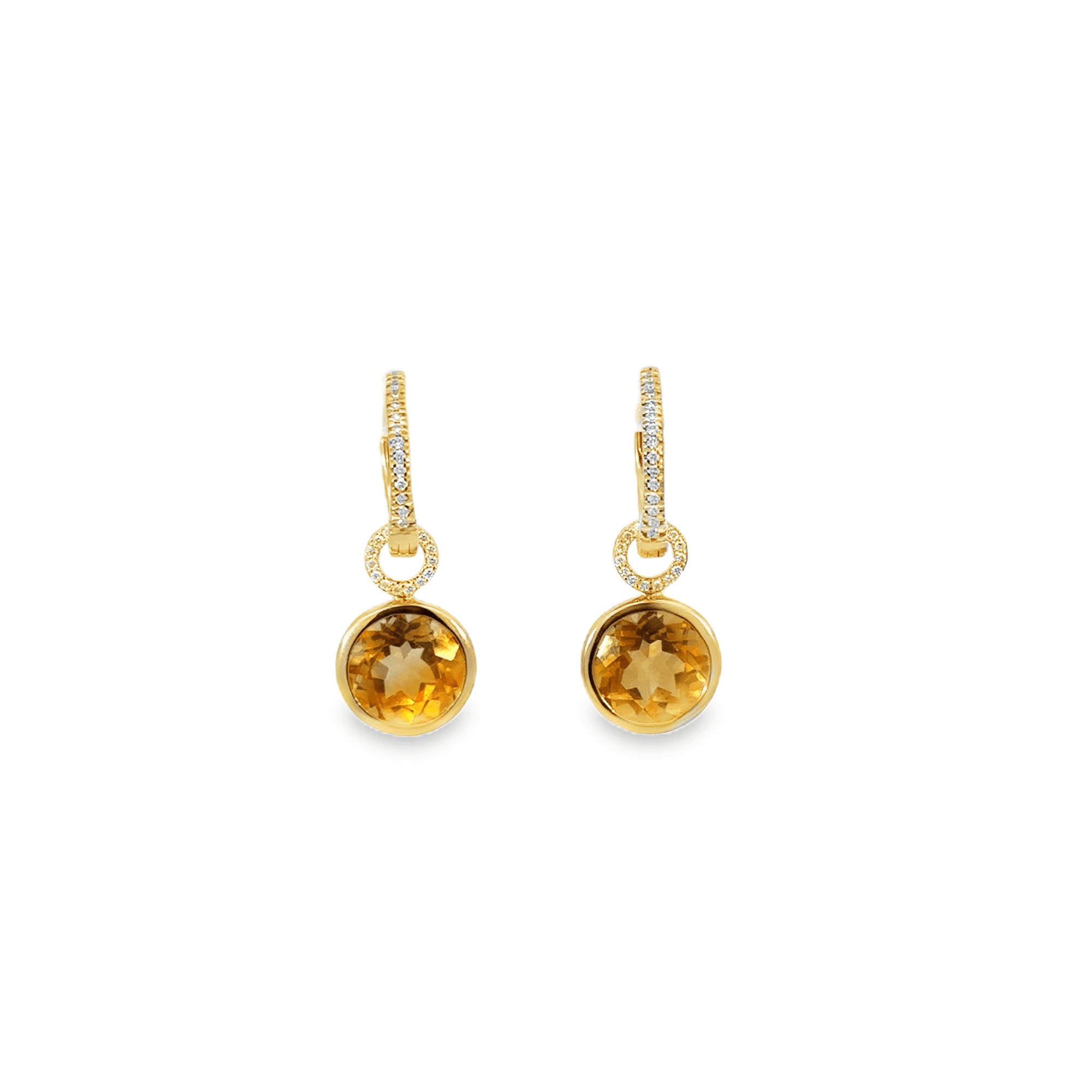Citrine Bezel Set and Diamond Halo Earring Charms