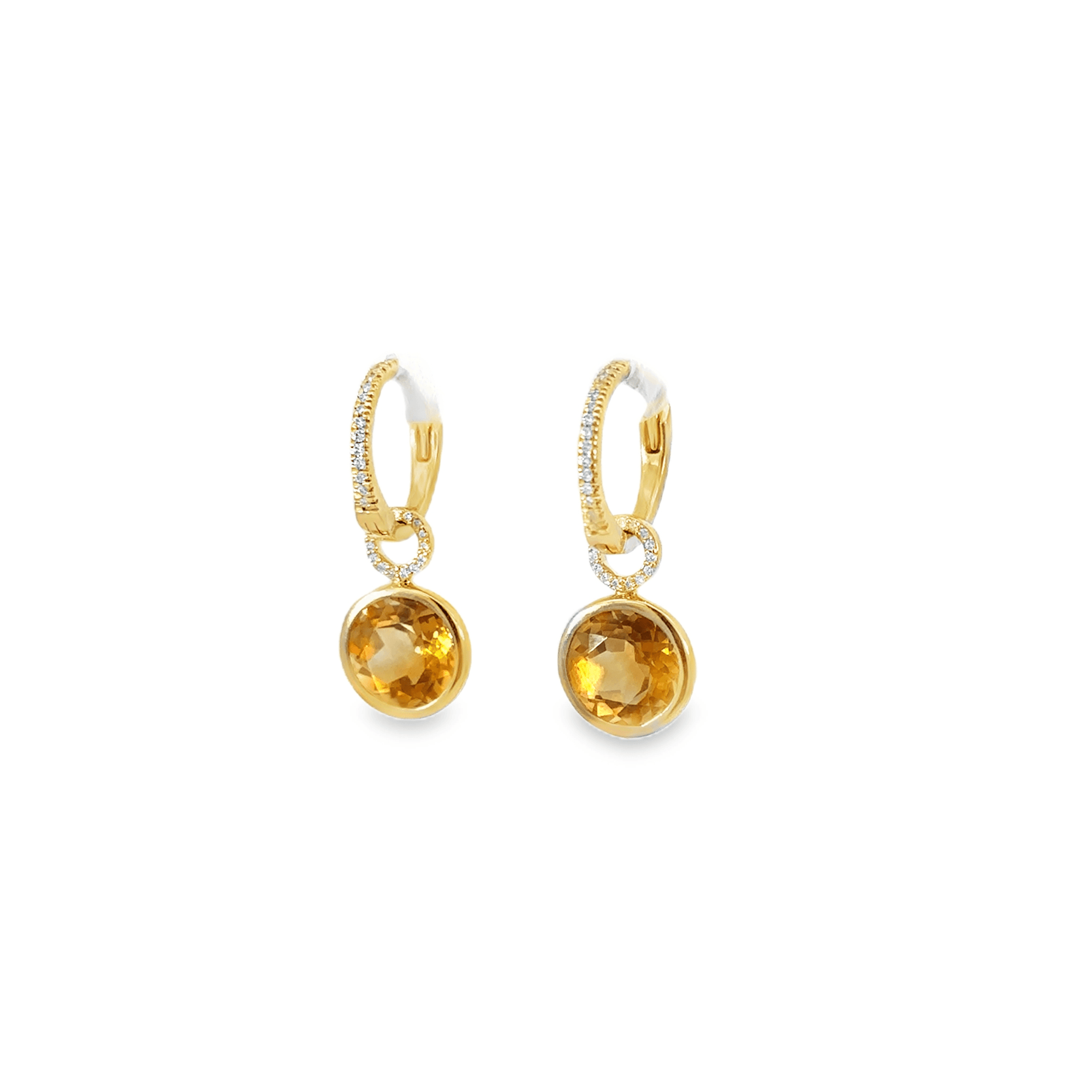 Citrine Bezel Set and Diamond Halo Earring Charms