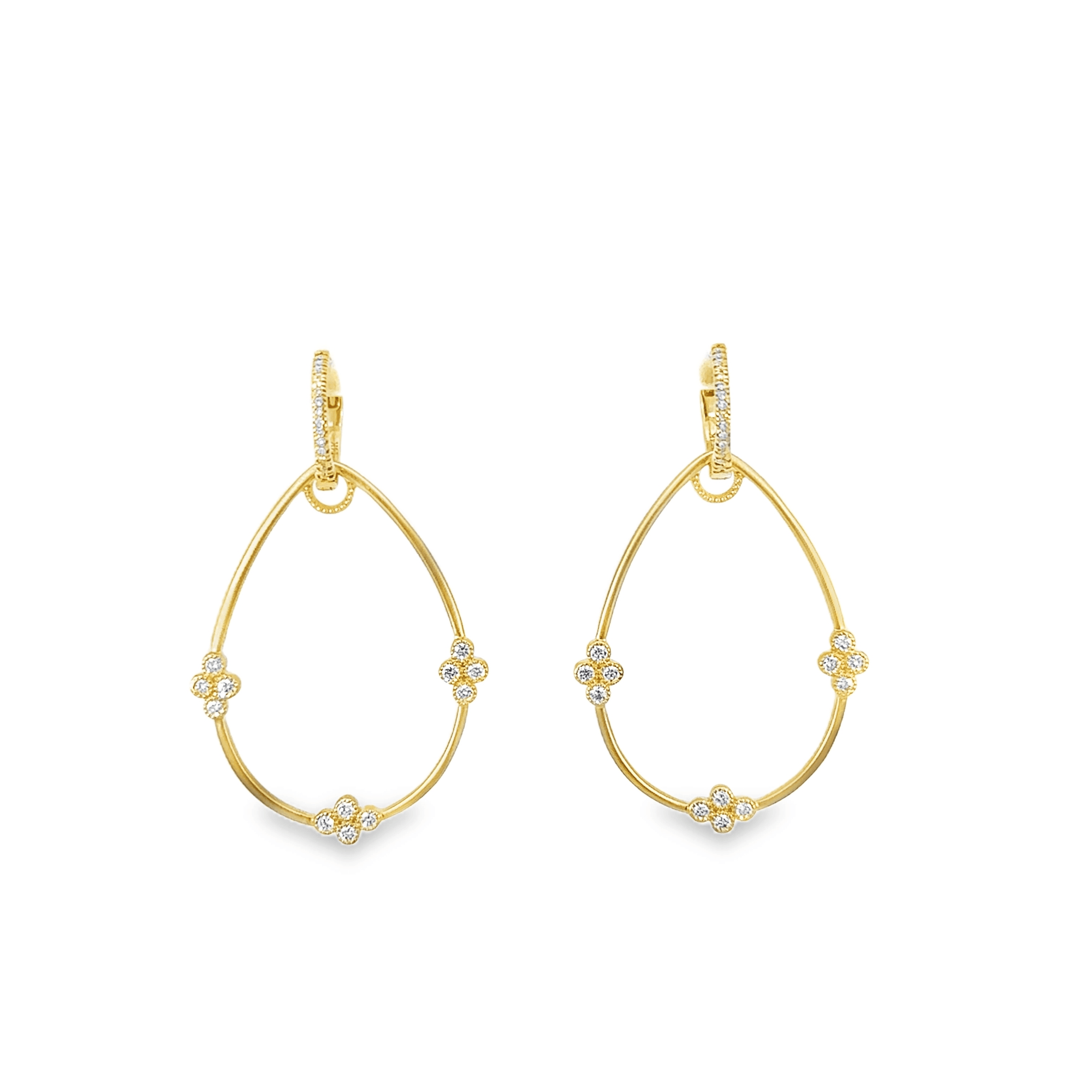 Open Oval Diamond Embellished Hoop Earring Charms