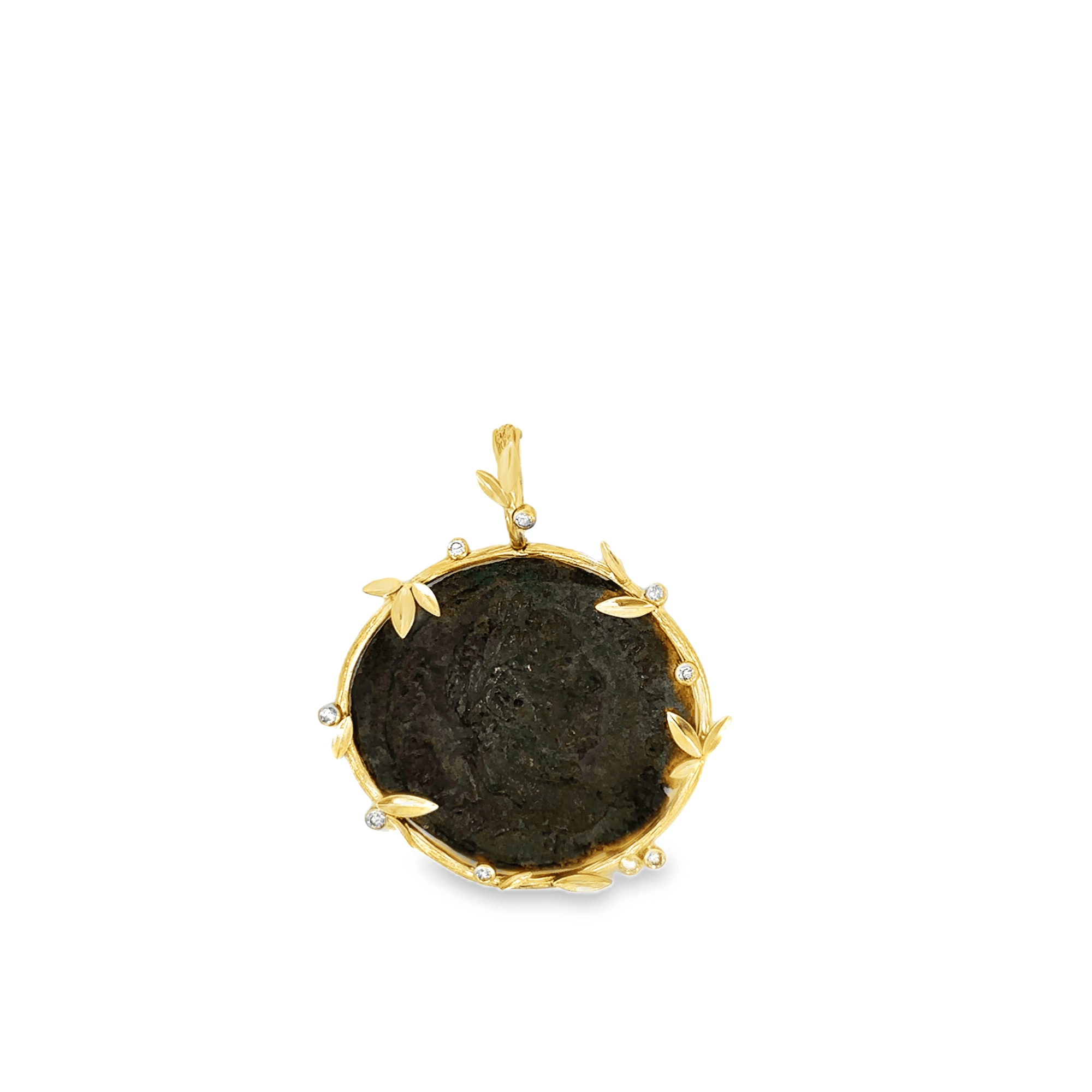 Roman Coin Leaf Pendant