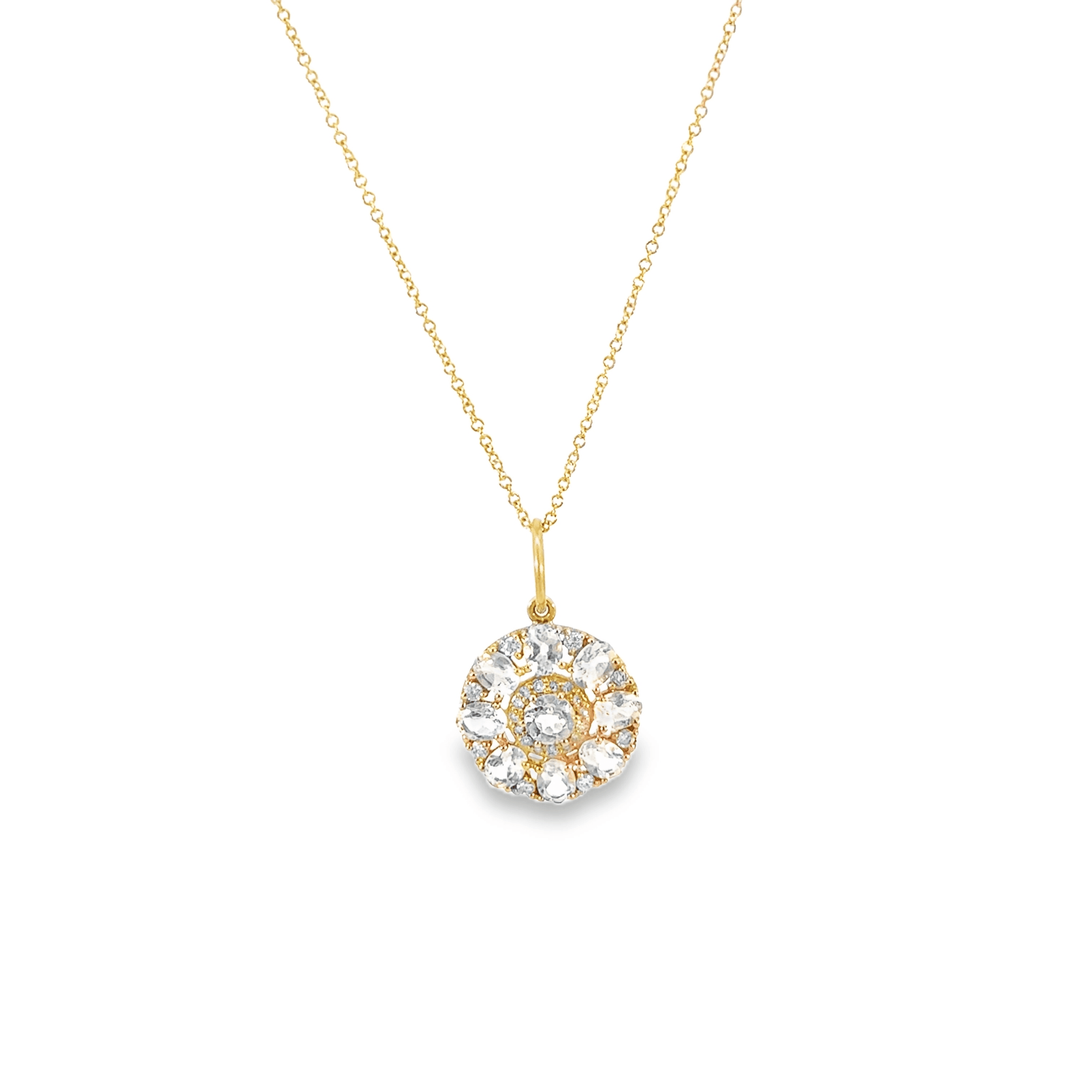 Moonstone and Diamond Disk Pendant