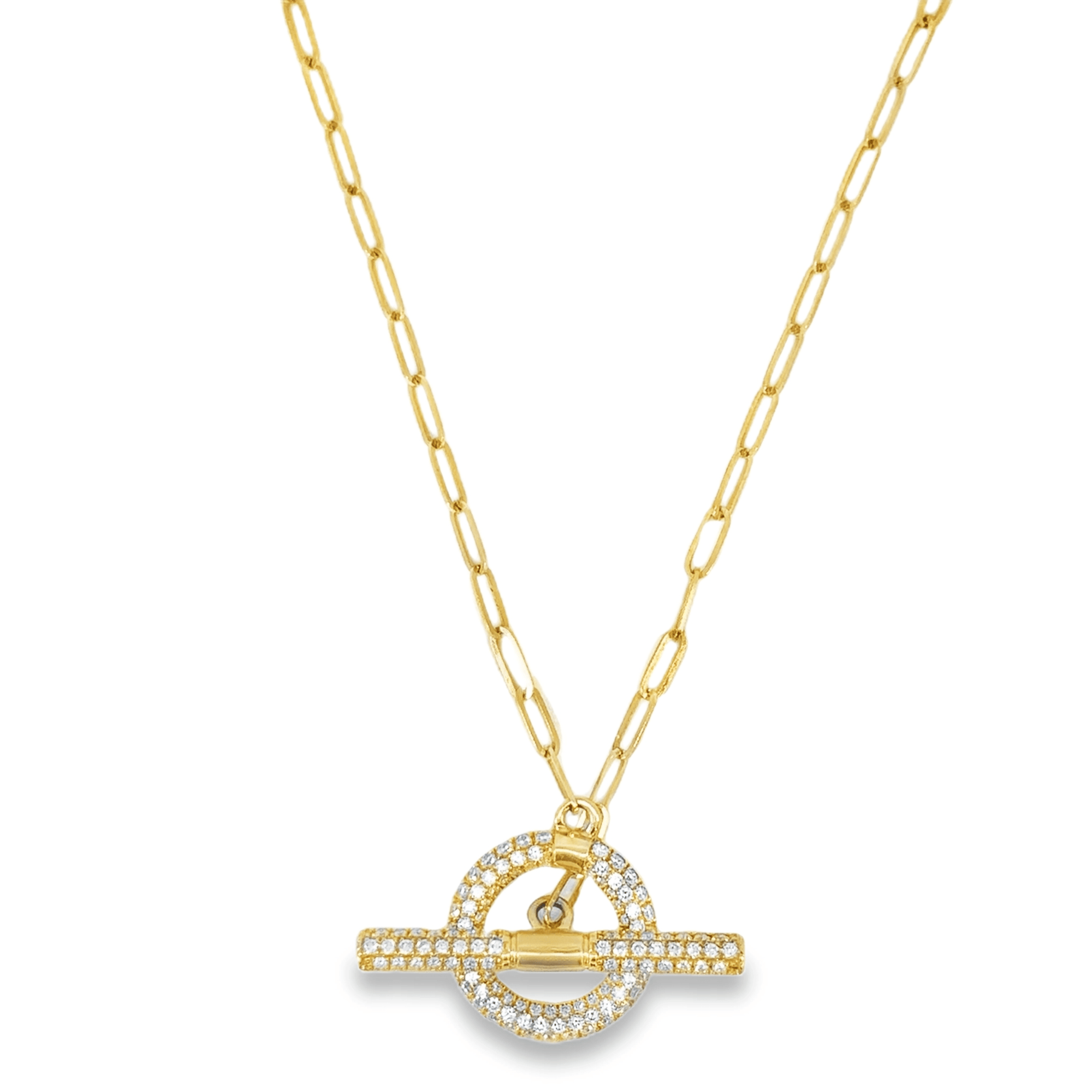 Gold Chain with Pave Diamond Toggle Chain