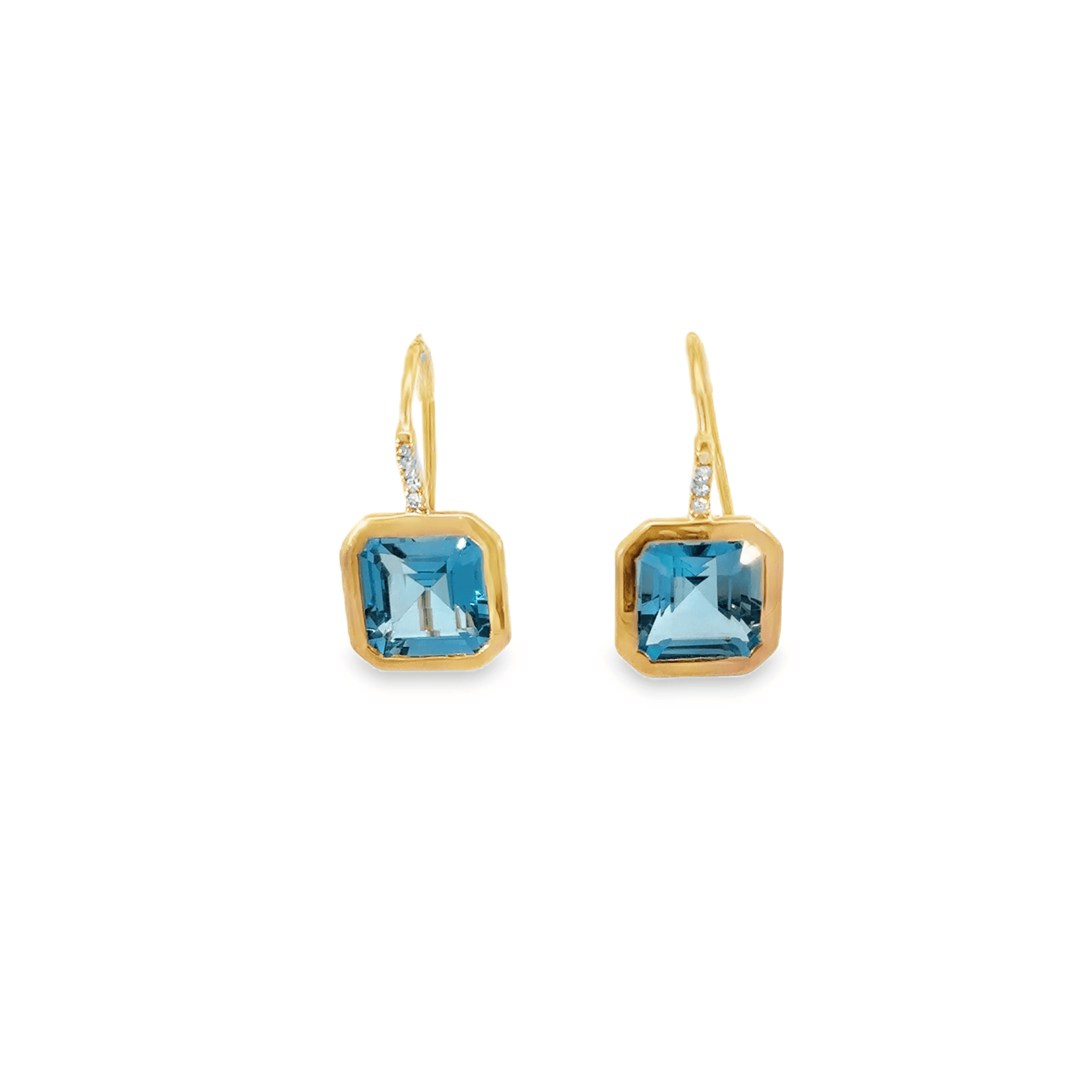 Cushion Cut Blue Topaz and Diamond Earrings