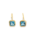 Cushion Cut Blue Topaz and Diamond Earrings