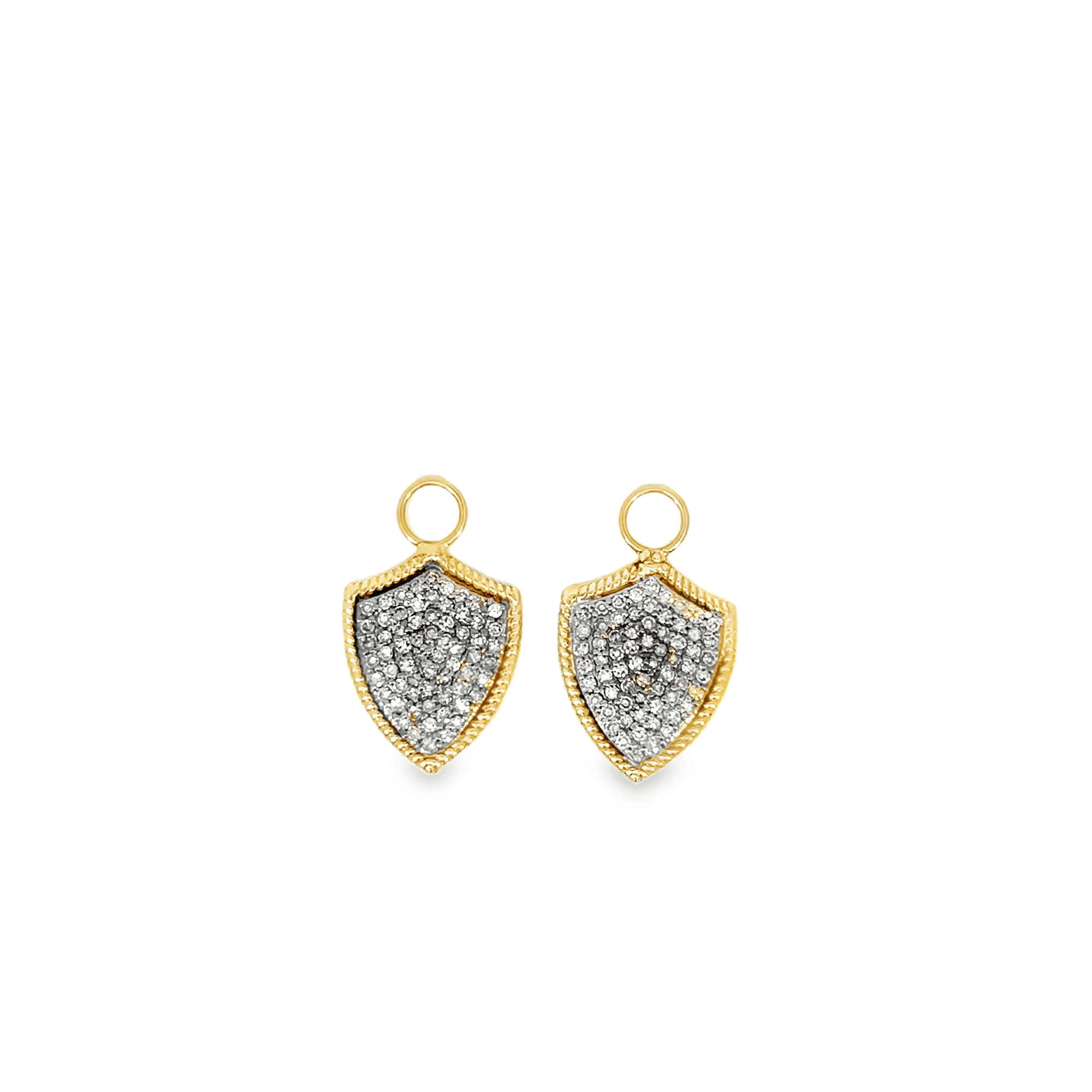 Oxidized Silver, Gold and Diamond Shield Charms