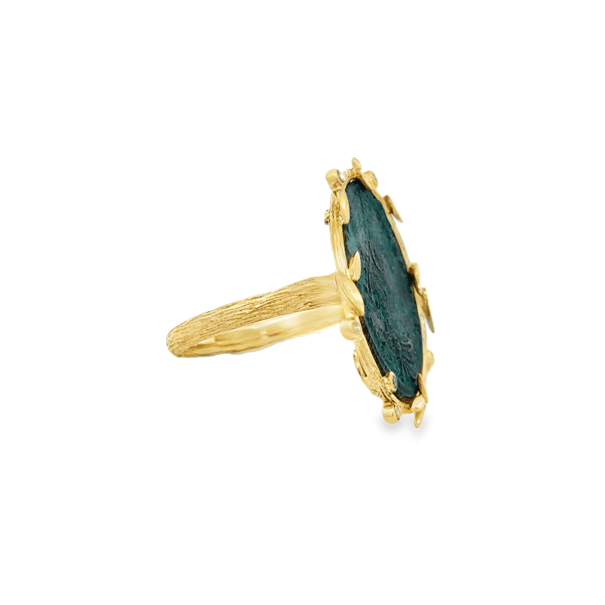 Ancient Roman Coin Leaf and Diamond Ring