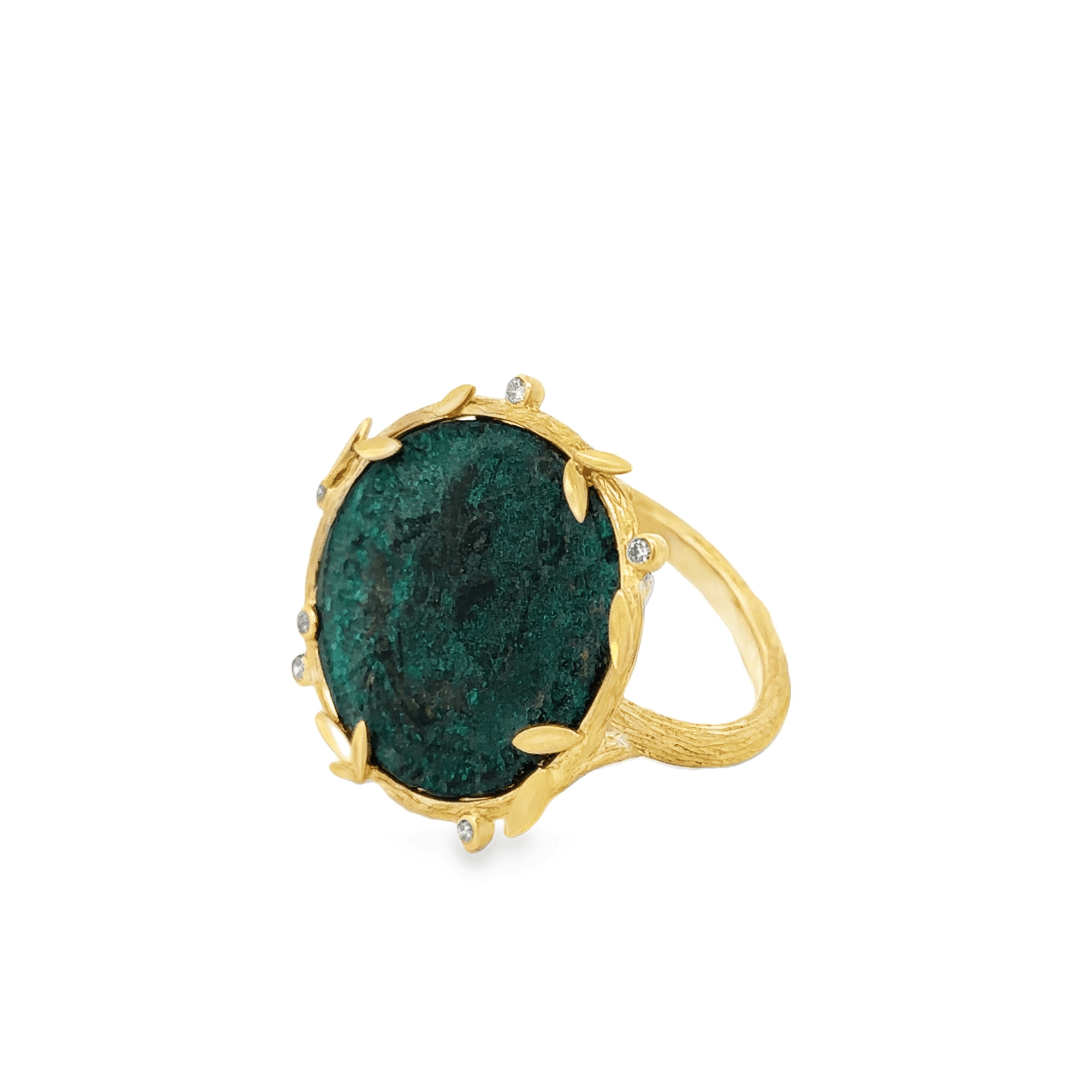 Ancient Roman Coin Leaf and Diamond Ring