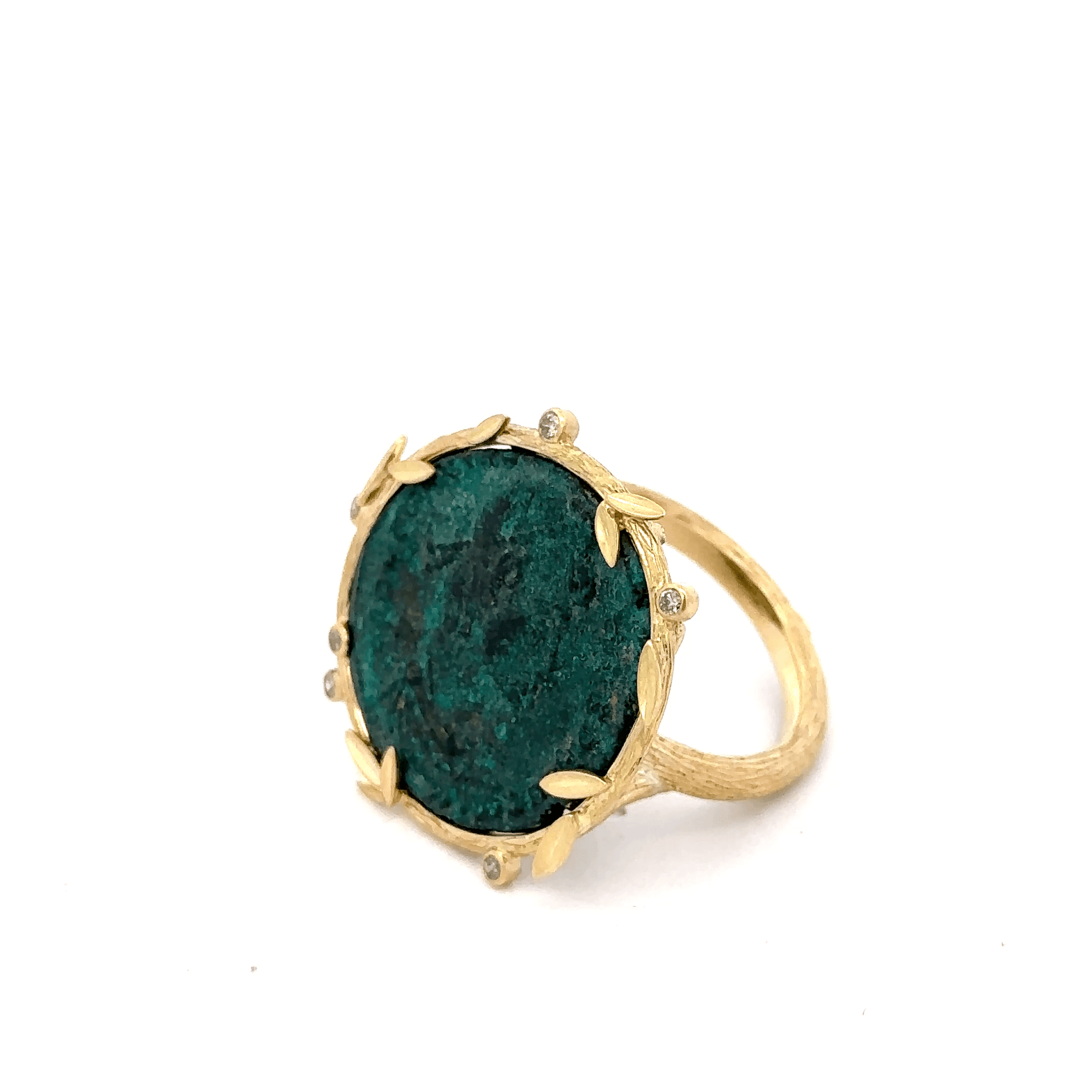 Ancient Roman Coin Leaf and Diamond Ring