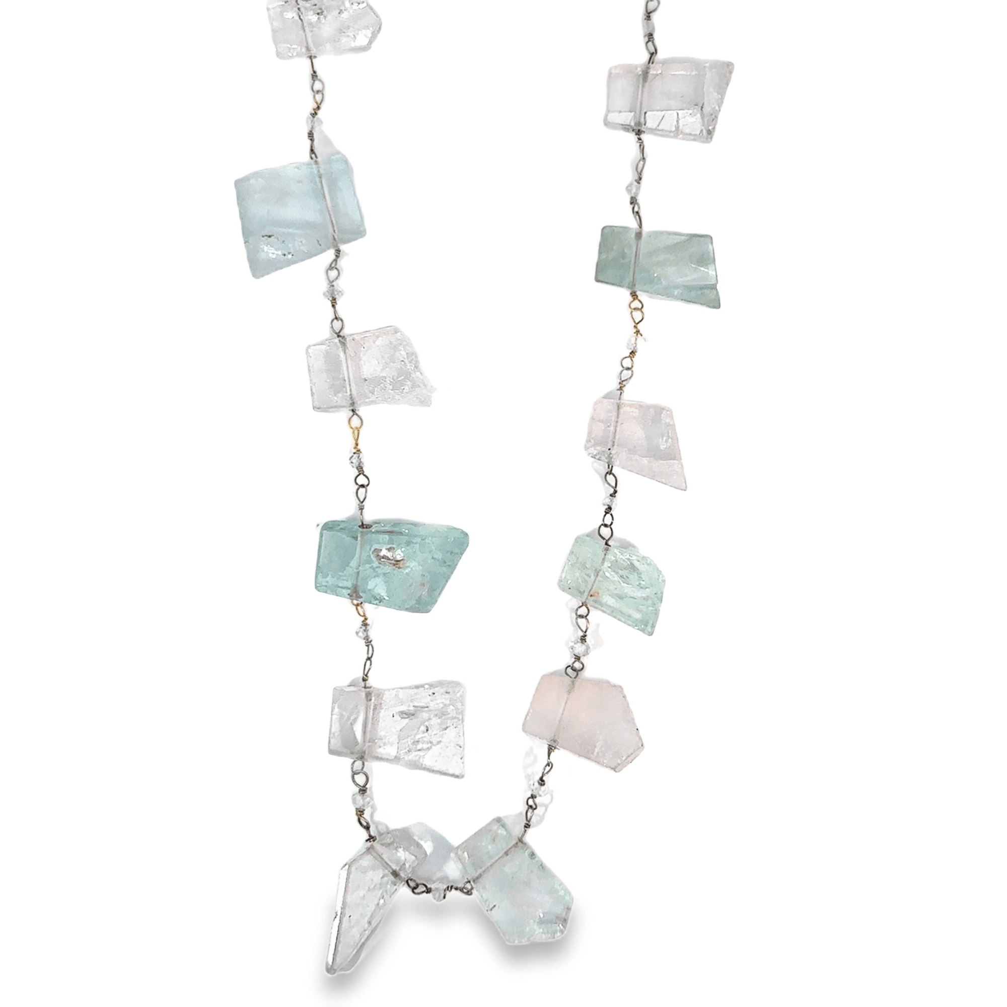 Pink Aquamarine and Morganite Slice Necklace