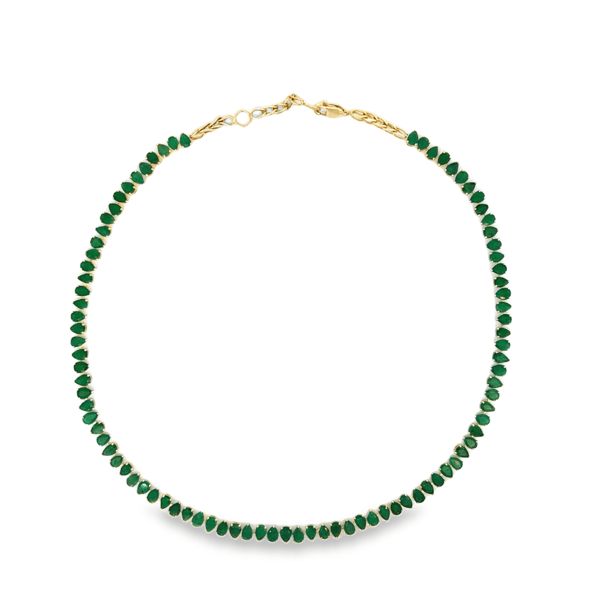 Ophelia Pear Cut Emerald Tennis Necklace
