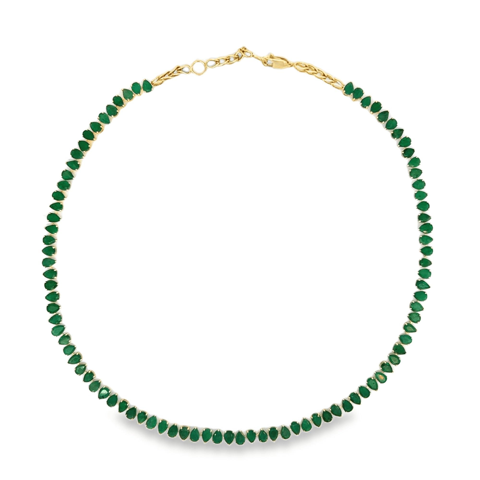 Ophelia Pear Cut Emerald Tennis Necklace