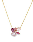 In Shades of Pink Necklace (14k Yellow Gold,rose quartz, morganite, tourmaline, ruby, and kyanite)