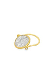 The Jessie Pivot Ring (18k Yellow Gold, Rose cut diamonds, Sterling Silver Roman Coin)