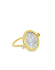 The Jessie Pivot Ring (18k Yellow Gold, Rose cut diamonds, Sterling Silver Roman Coin)