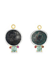 The Ella Roman Coin Earring Charms (18k Yellow Gold, Fluorite, and Pink Tourmaline)