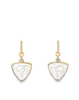 Snake Triangle Carved Quartz and Diamond Earring Charms (14k White Gold, Carved Quartz, and Diamonds)