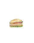 Multi Colored Tourmaline and Emerald Curved Ring