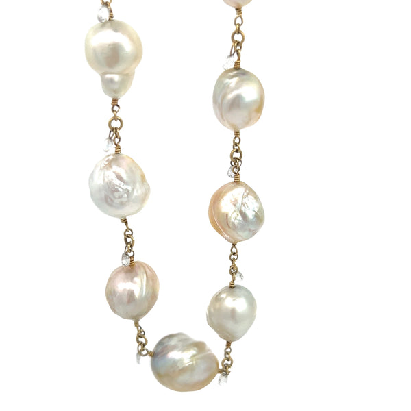 South Sea Pearl and Briolette Diamond Necklace