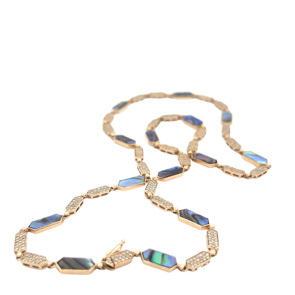 Abalone Link Necklace with Pavé Diamond